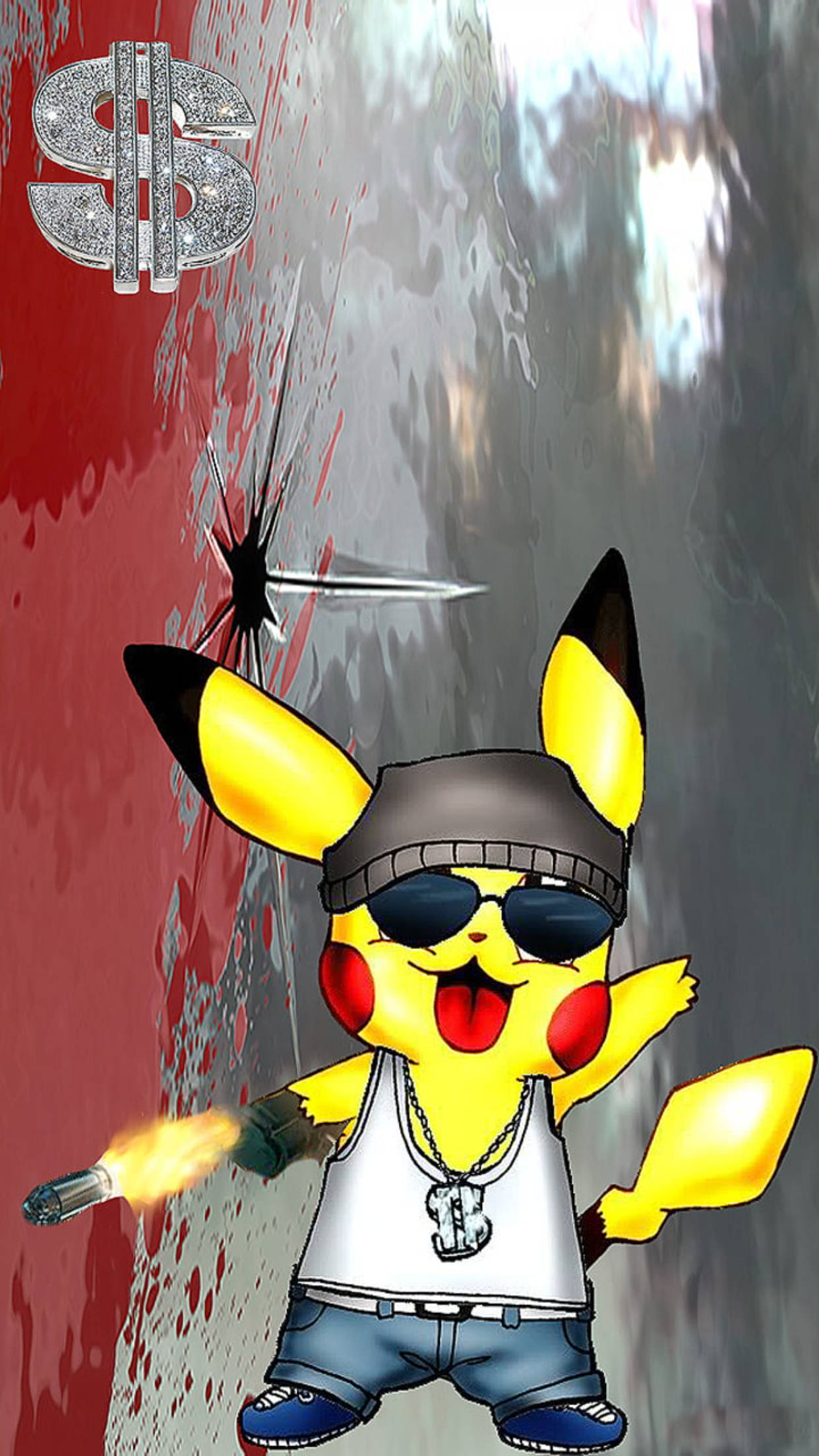 Pikachu omfavner gangster-stilen i tegneseriekunst Wallpapers
