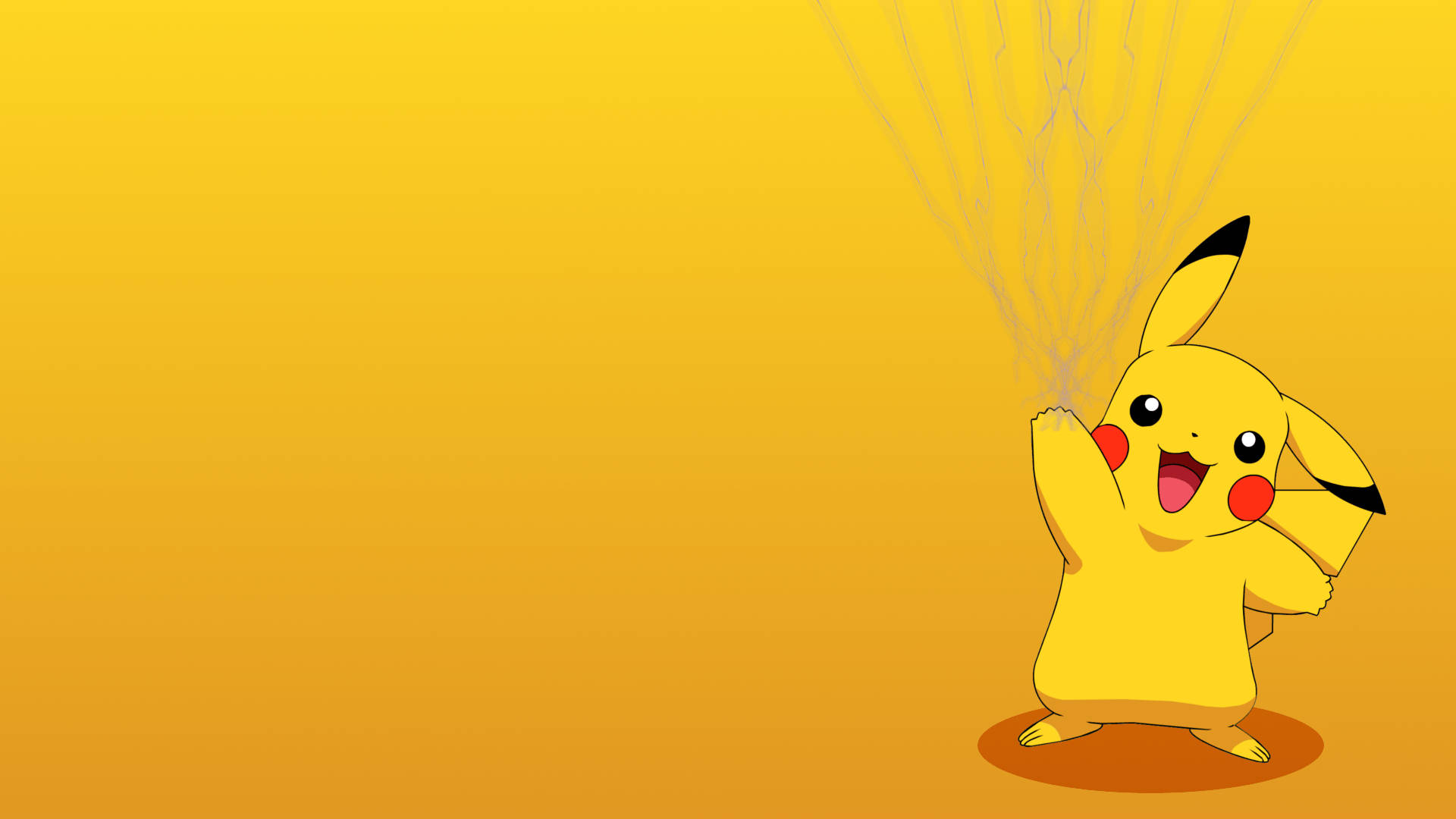 Baggrundsbillede af Pikachu, der oplader sit tordenlyn i en gradientbaggrund. — Pikachu Wallpapers