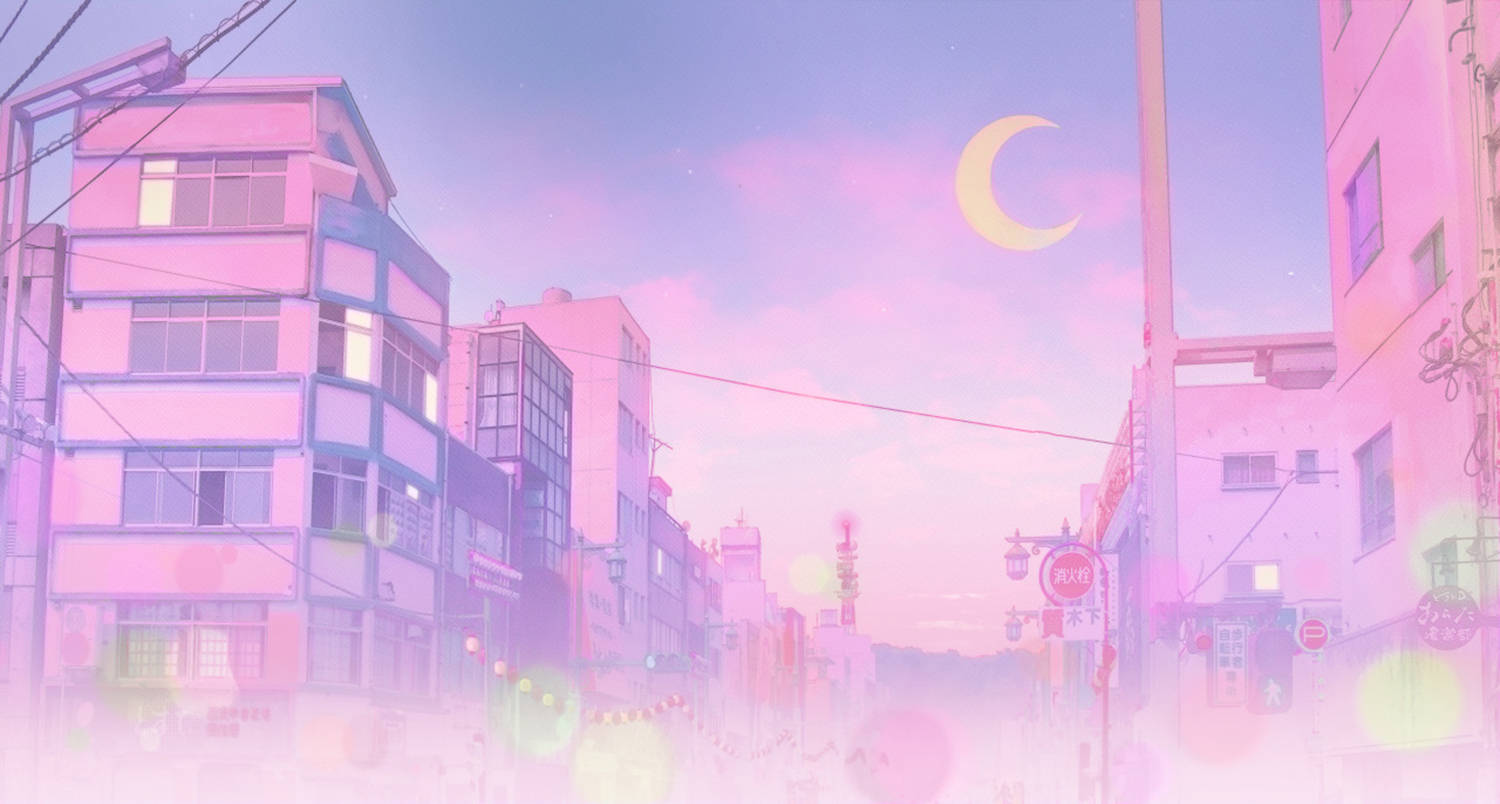 Pink anime æstetisk Sailor City Wallpapers