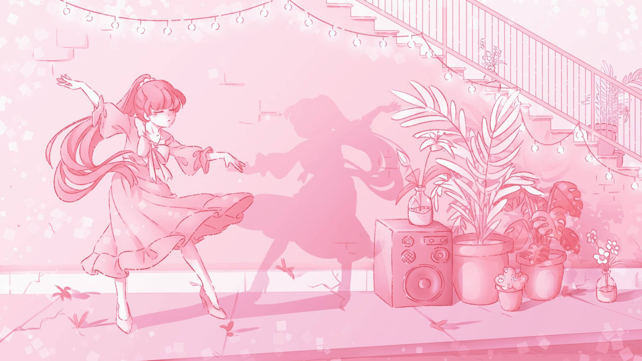 Pink anime æstetisk danser Wallpapers