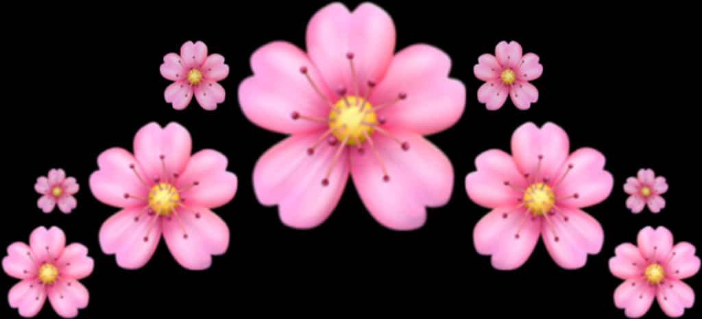 Pink blomster på sort baggrund Wallpapers