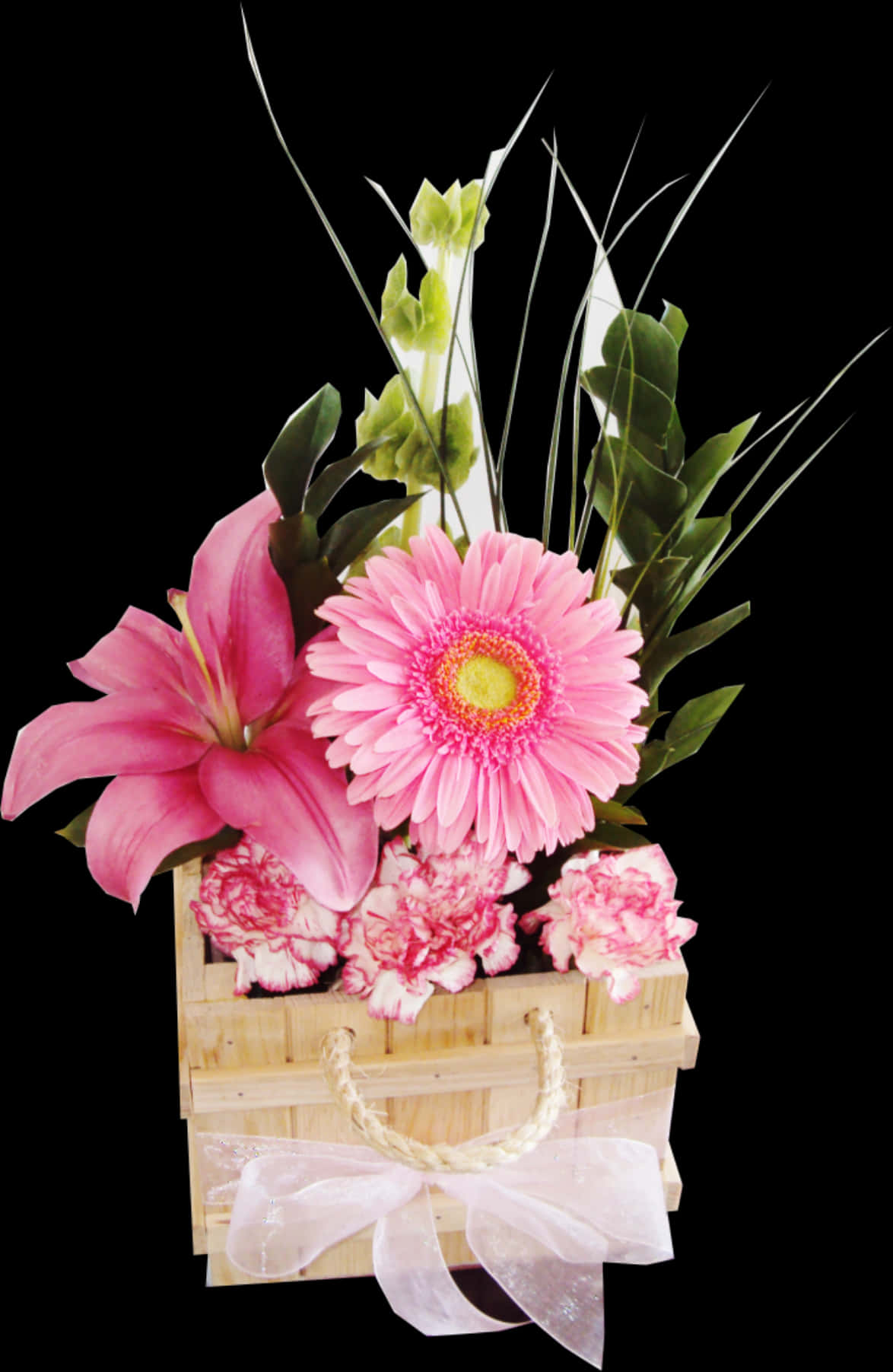 Pink Blomsterarrangement i Kurv Wallpapers