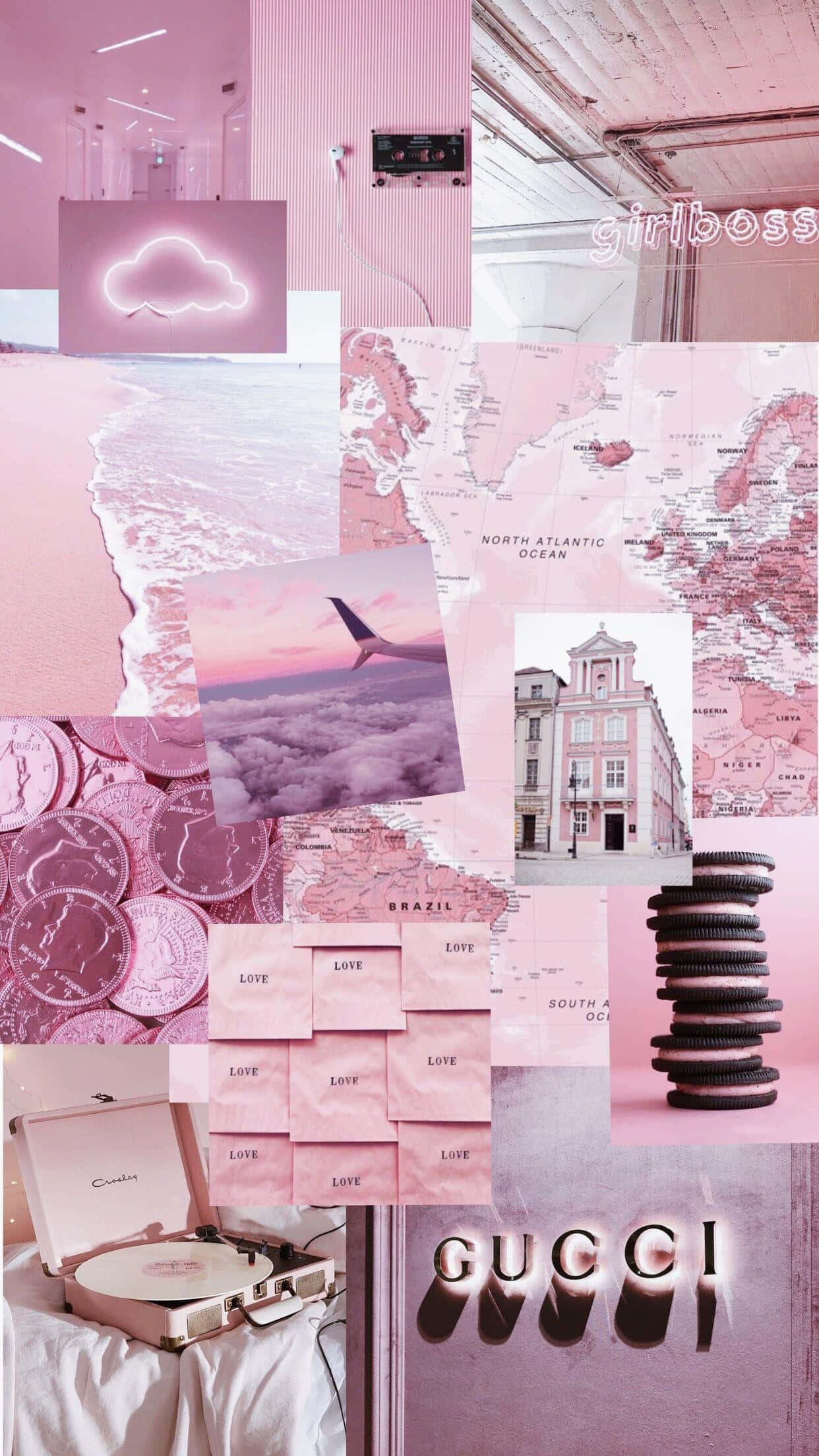 Pink Collage Æstetiske Steder Baggrund Wallpapers