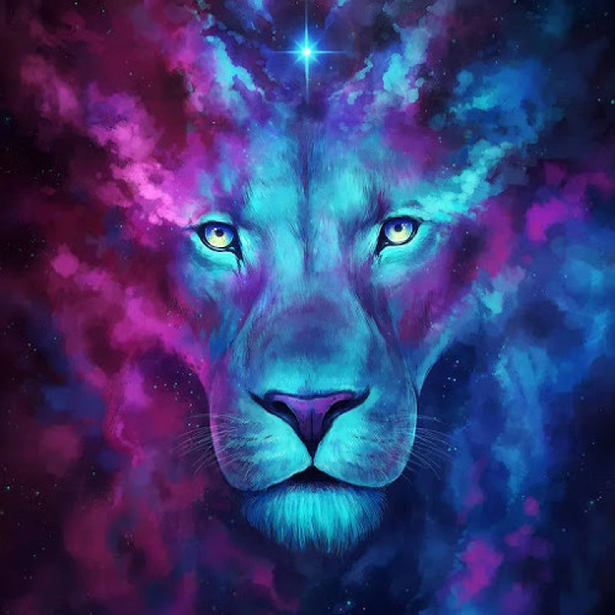 Pink Cyan Galaxy Løve Wallpapers