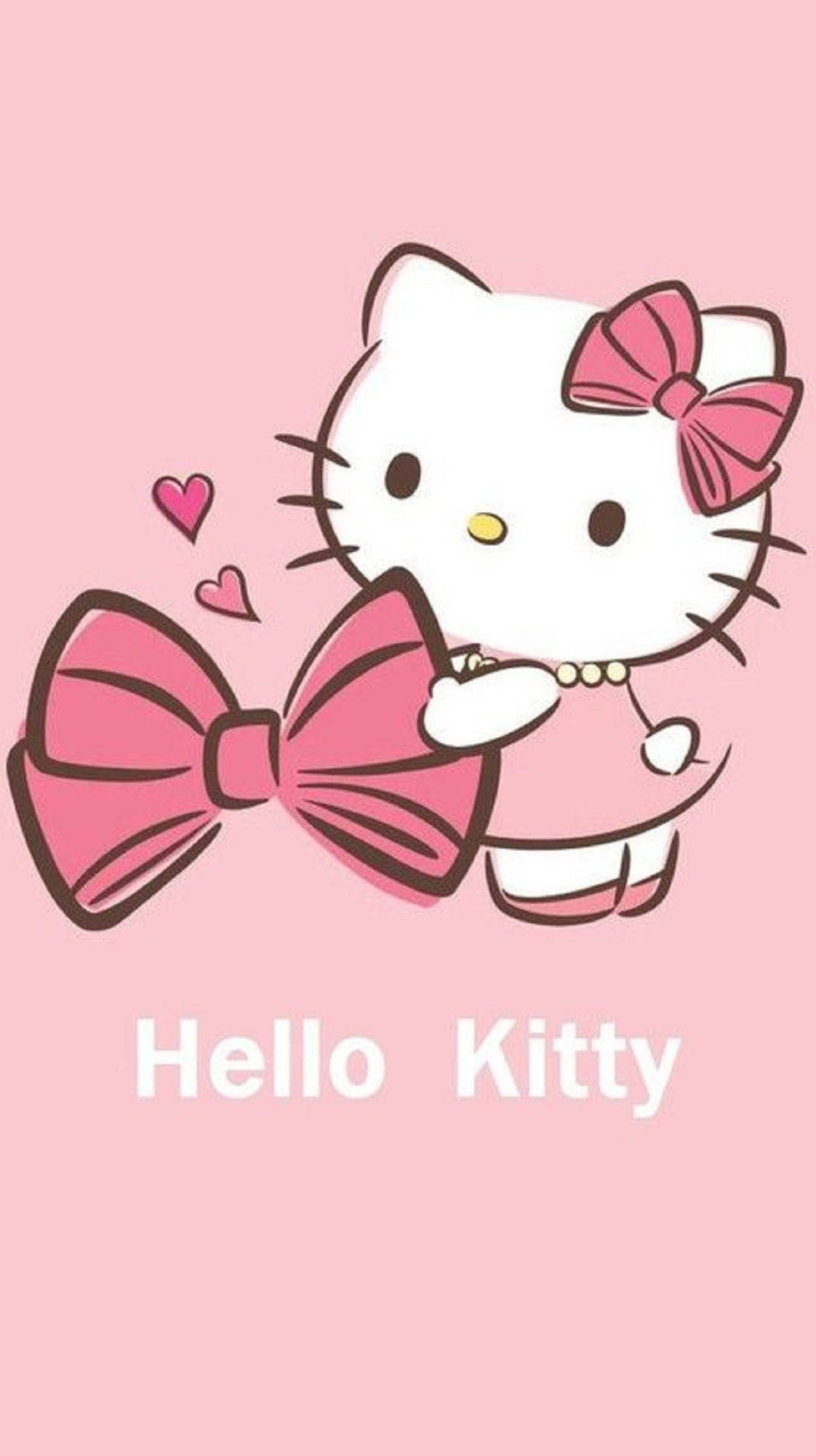 Pink Hello Kitty holder en sløjfe Wallpapers