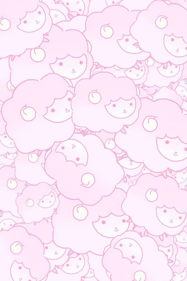 Pink Kawaii Får Uendeligt Mønster Wallpapers