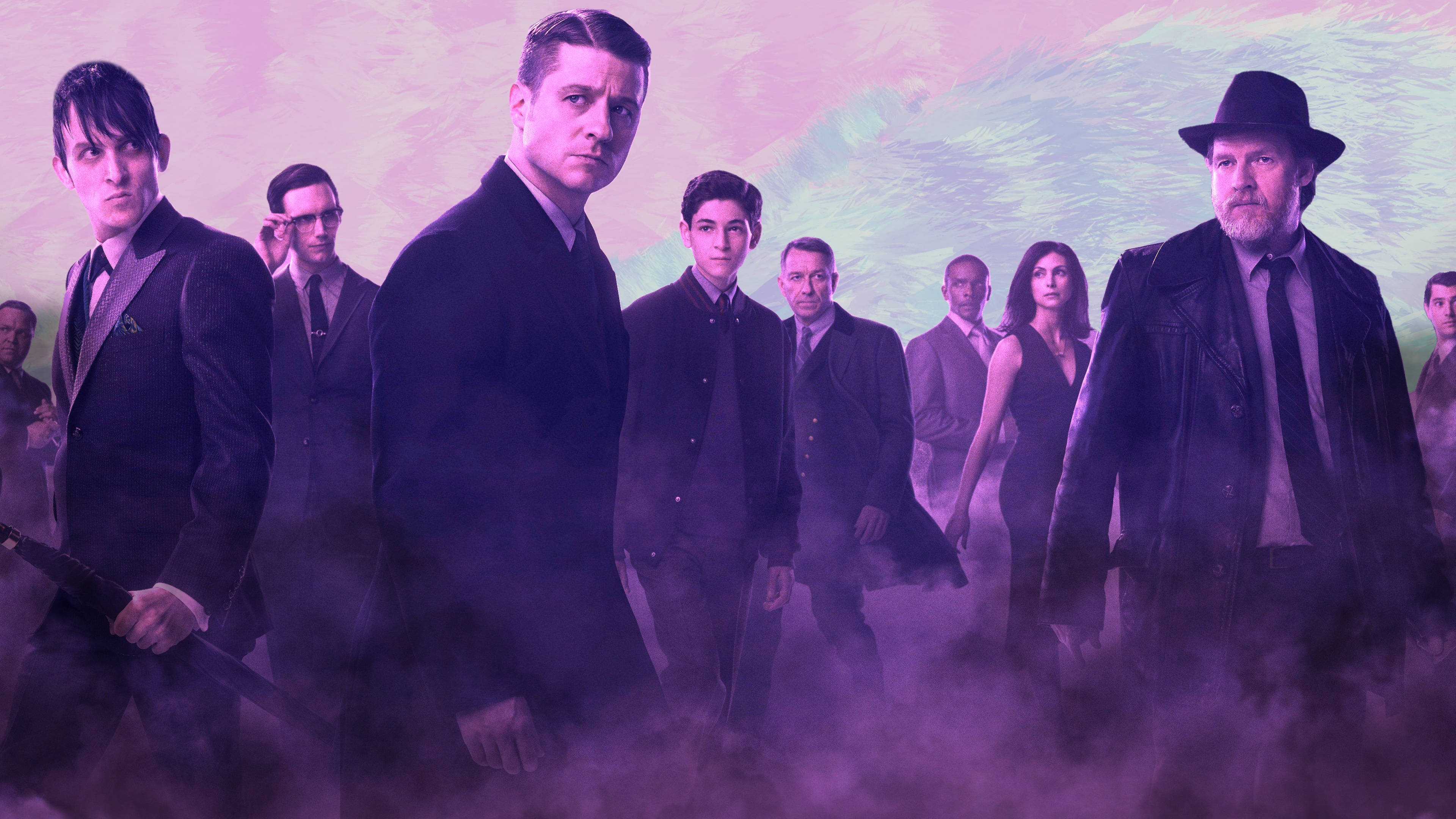 Pink og lilla æstetisk 4K Gotham-skrivebord Wallpapers