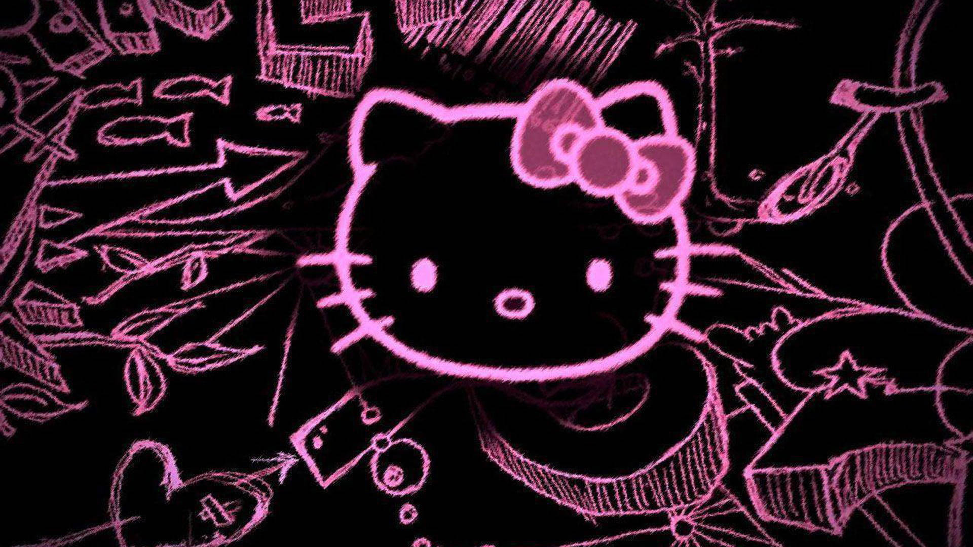 Pink og sort Hello Kitty doodle Wallpapers
