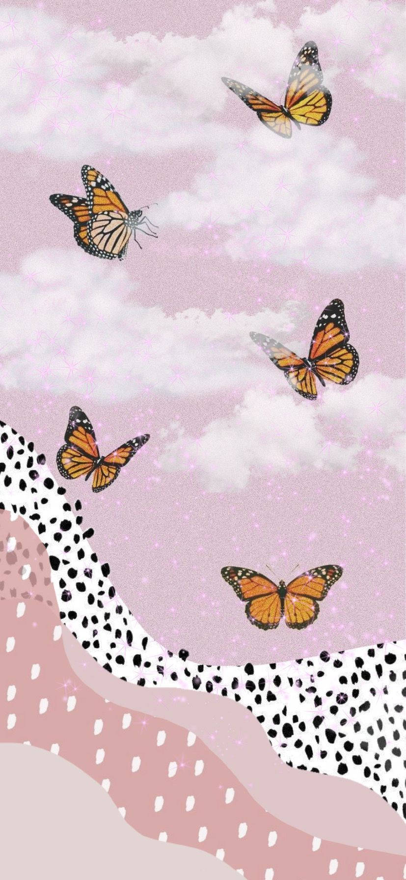 Pink sommerfugl æstetik Wallpapers