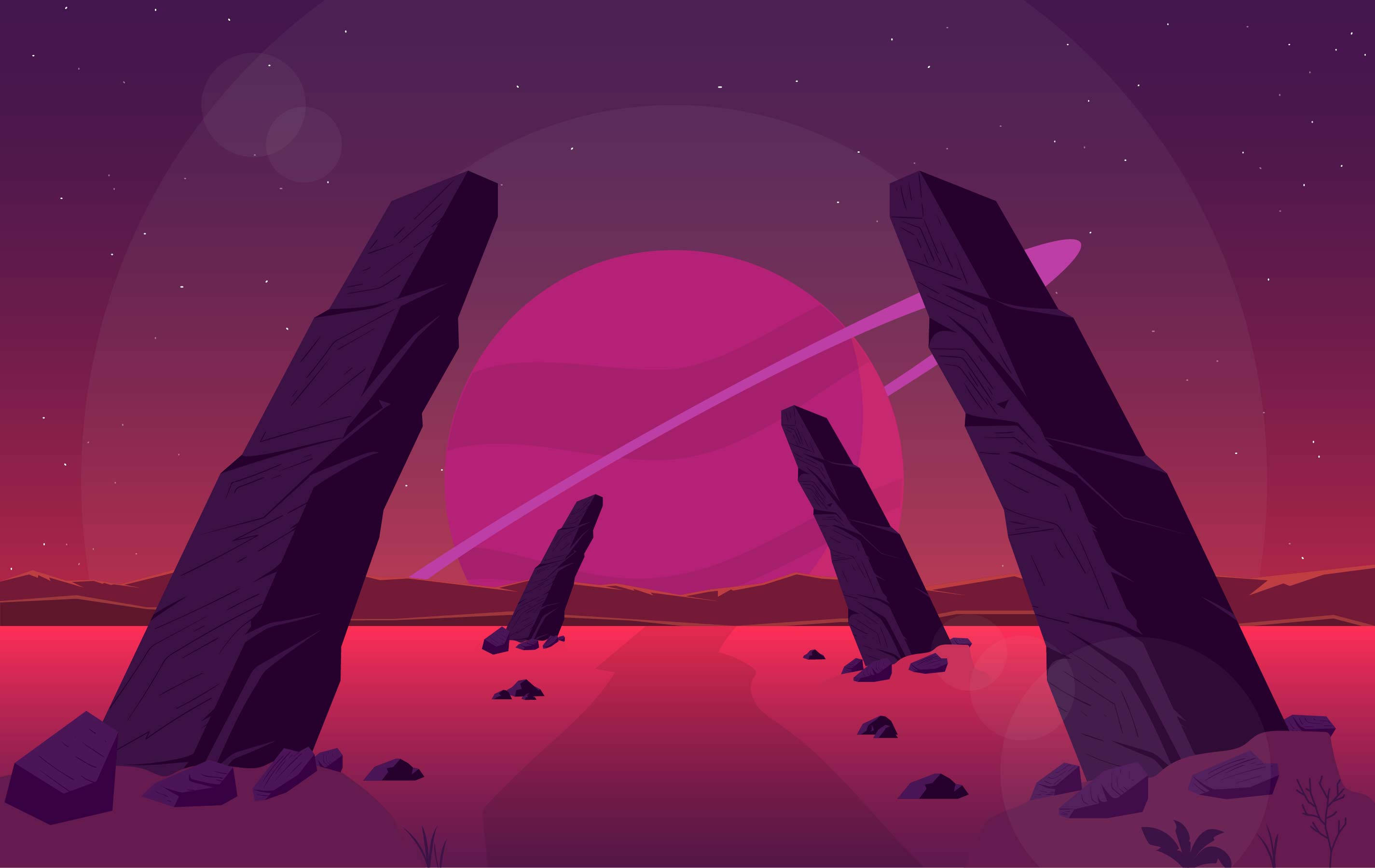 Pink Stonehenge vektorkunst Wallpapers