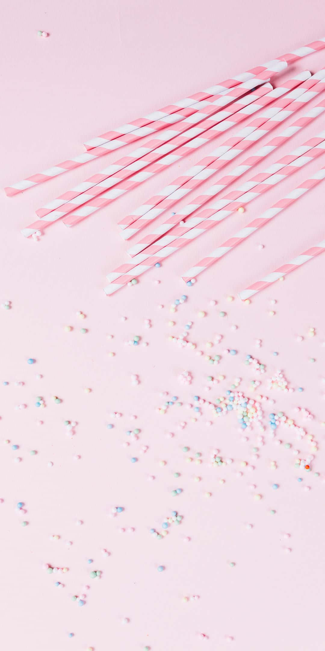 Pink sugerør og drys baggrund Wallpapers