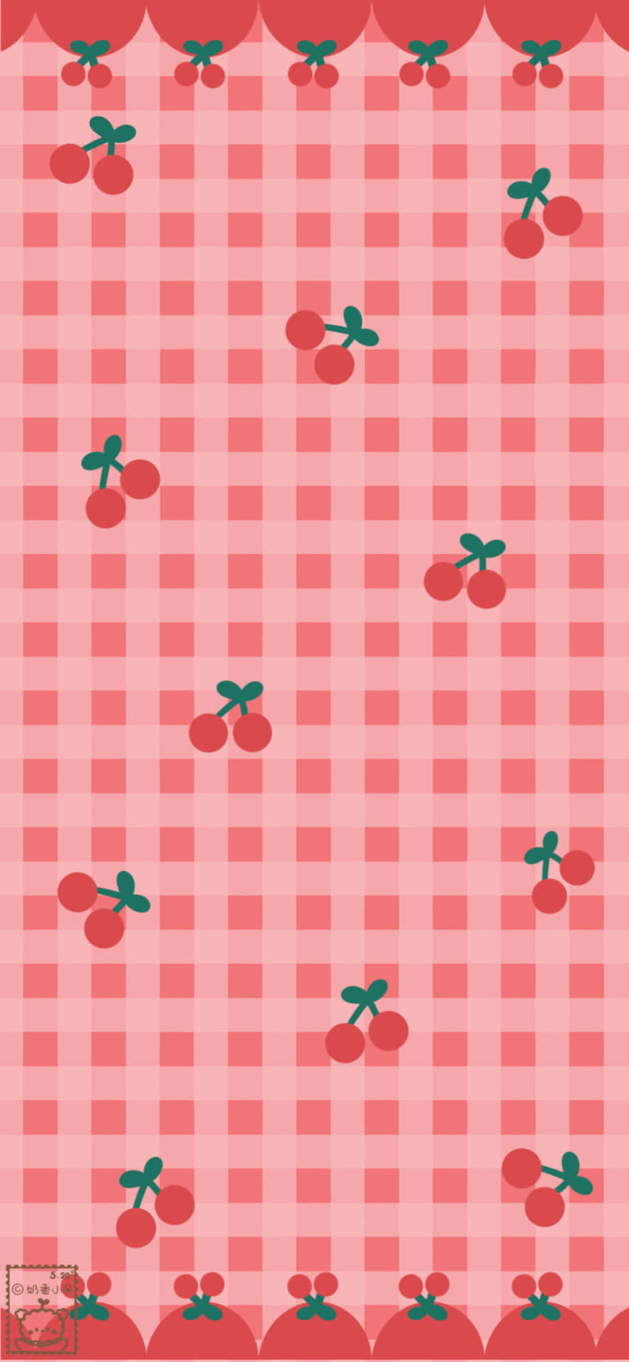 Lyserødt Skakternet Søde Røde Kirsebær Wallpapers