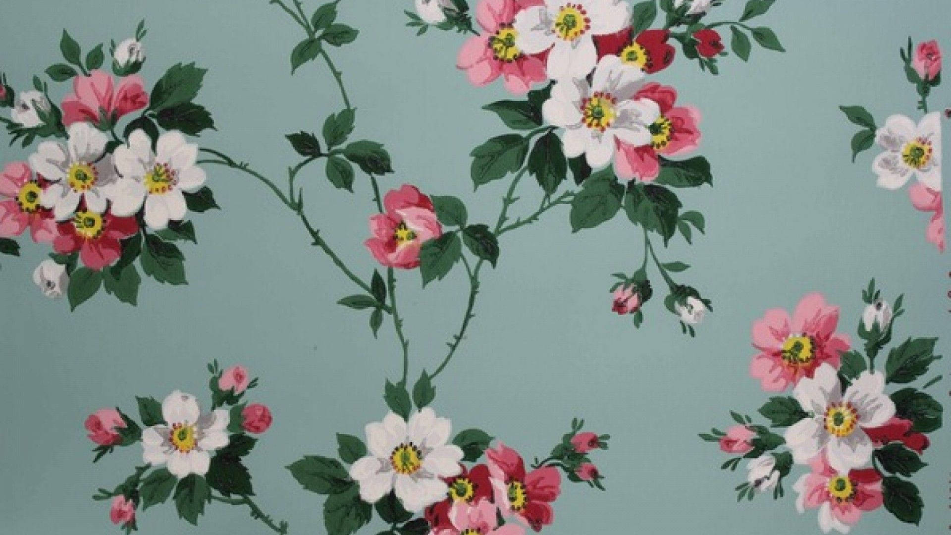 Pink Vintage Blomsteræstetisk Mønster Wallpapers