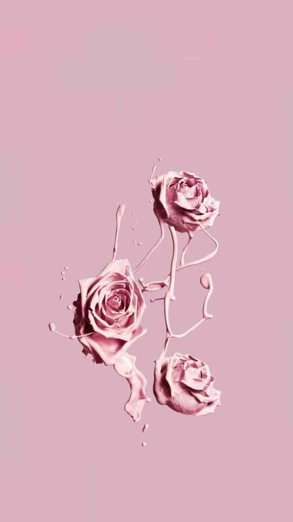 Pink Vintage Æstetisk Maling Wallpapers