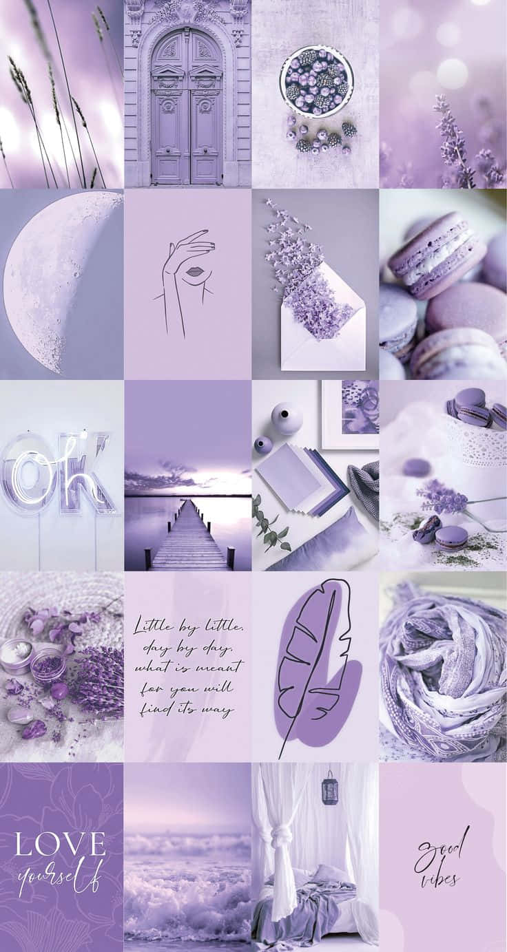 Pinterest Collage Lavendel Pastel Lilla Æstetisk Baggrund Wallpapers