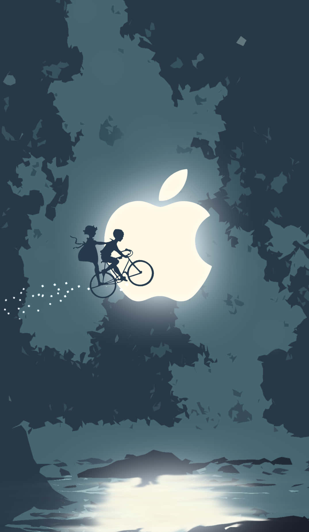 Pixel 3 Apple logo og flyvende cykel baggrund Wallpapers