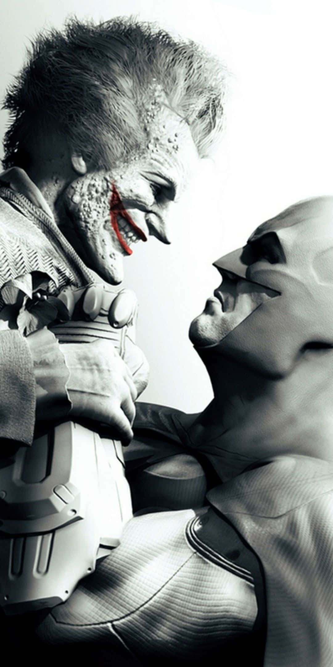 Pixel 3 Joker og Batman Arkham City videospil sort/hvid baggrund Wallpapers