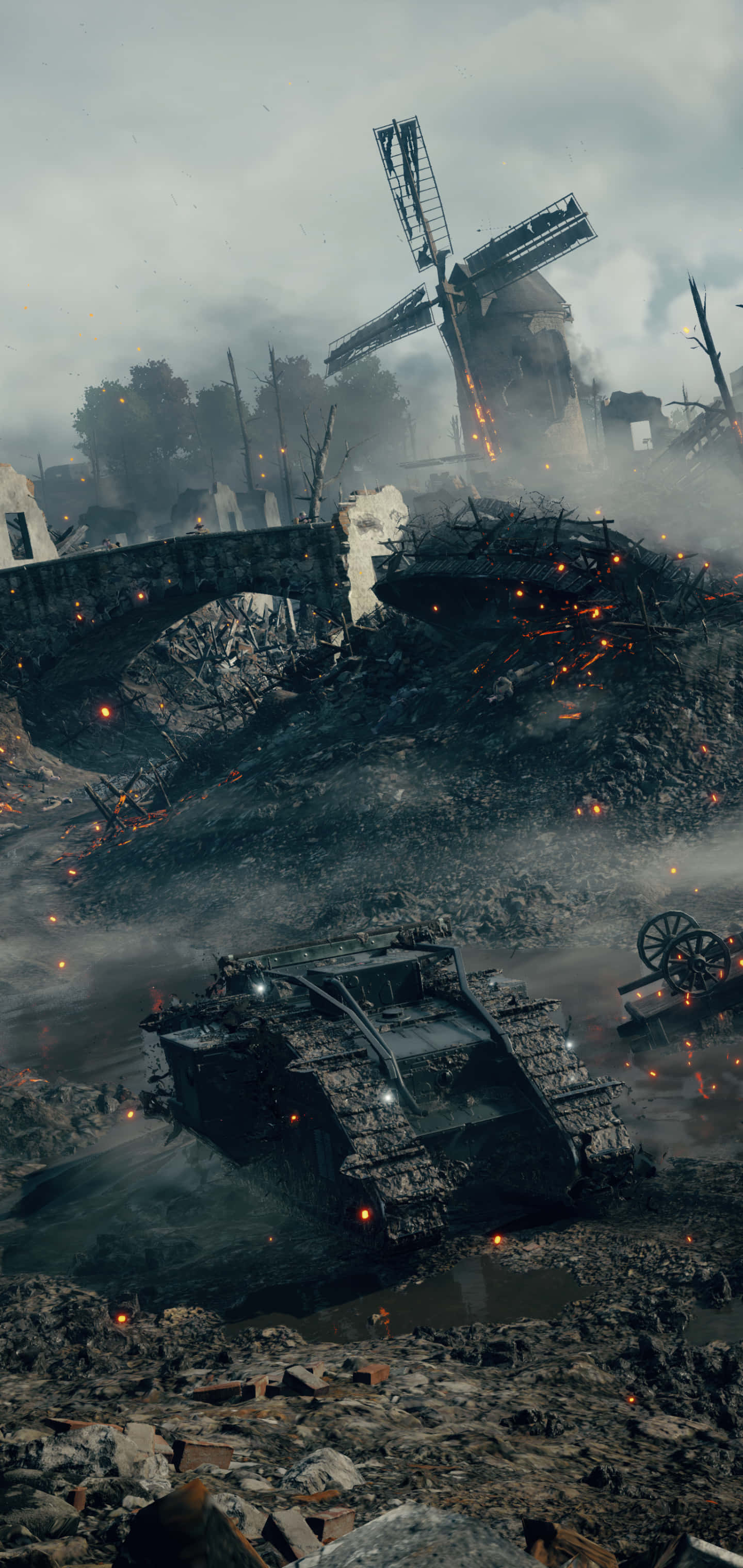 Pixel 3xl Battlefield 1 Baggrund Tank I Rygende Miljø Wallpapers