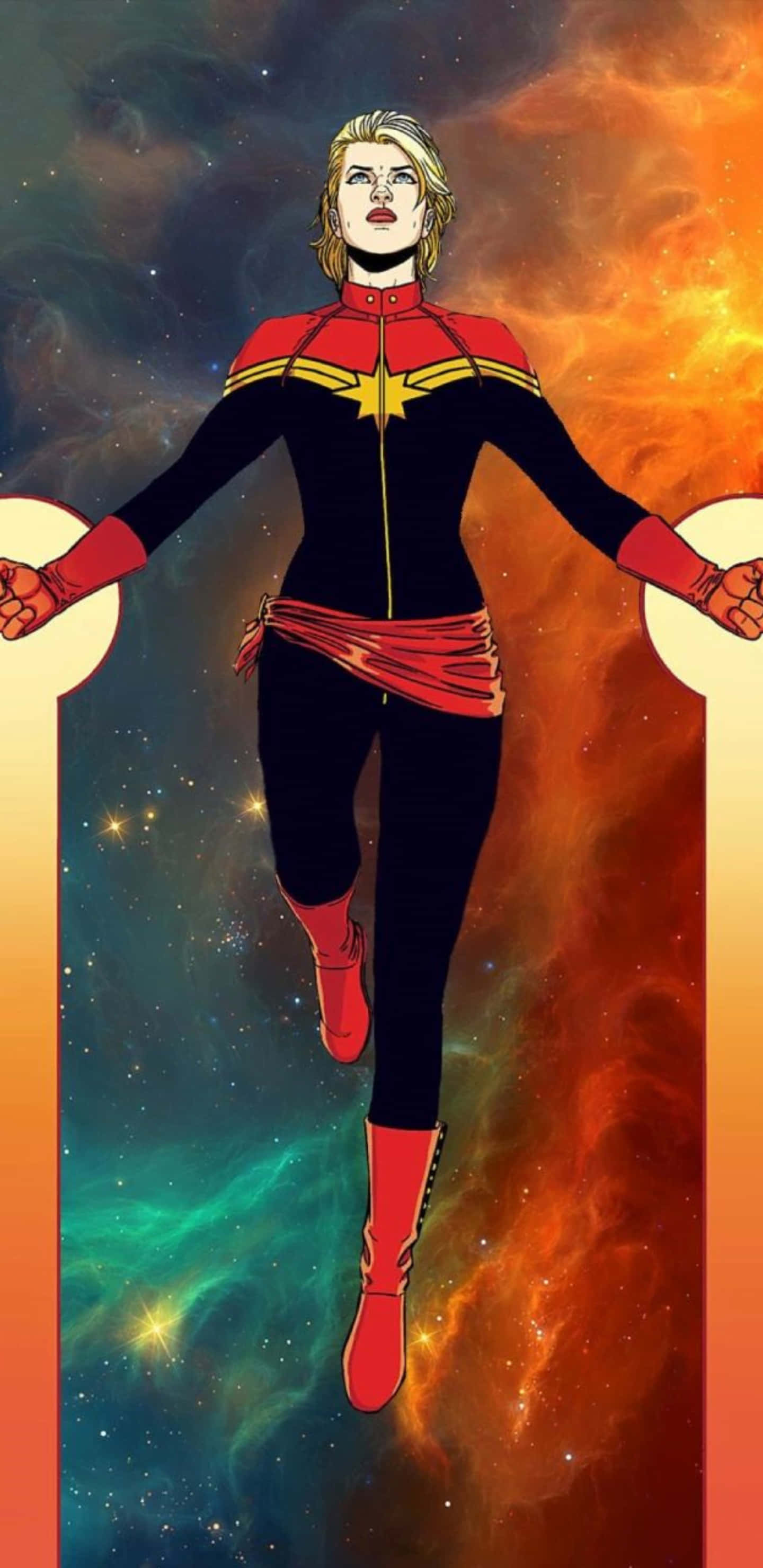 Pixel 3xl Captain Marvel Baggrund Flyvende I Galaksen Wallpapers