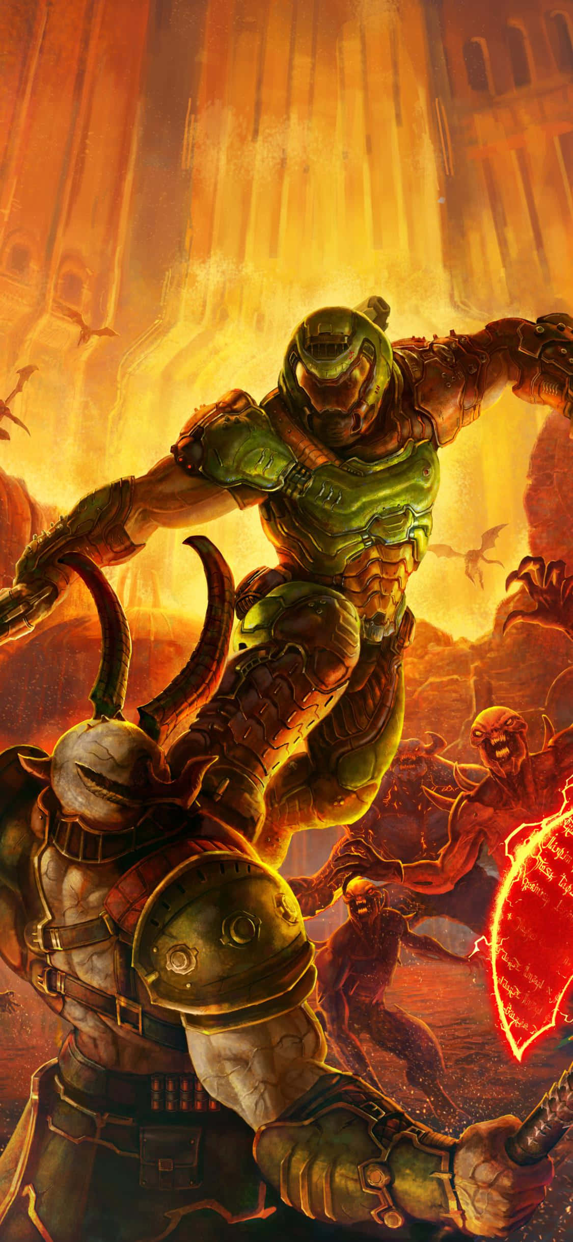 Pixel 3xl Doom Guy Intens Kamp Baggrund Wallpapers