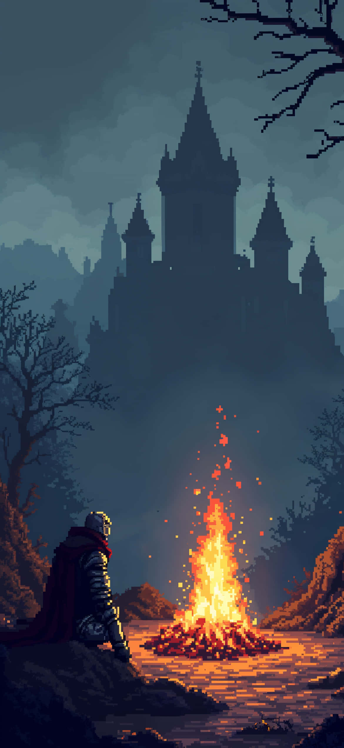 Pixel Art Dark Souls Baggrund - Bålmotiv - Spilbaggrund Wallpapers