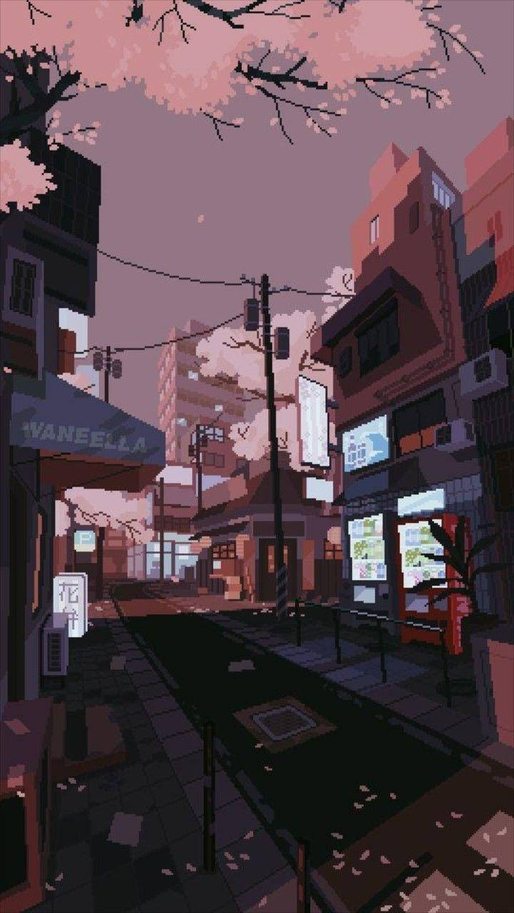 Pixelret lyserød og brun æstetisk by Wallpapers