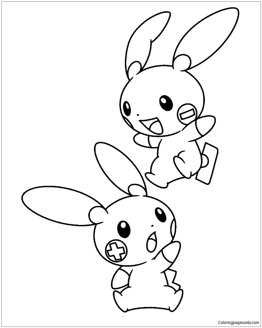 Plusle og Minun kontur Wallpapers