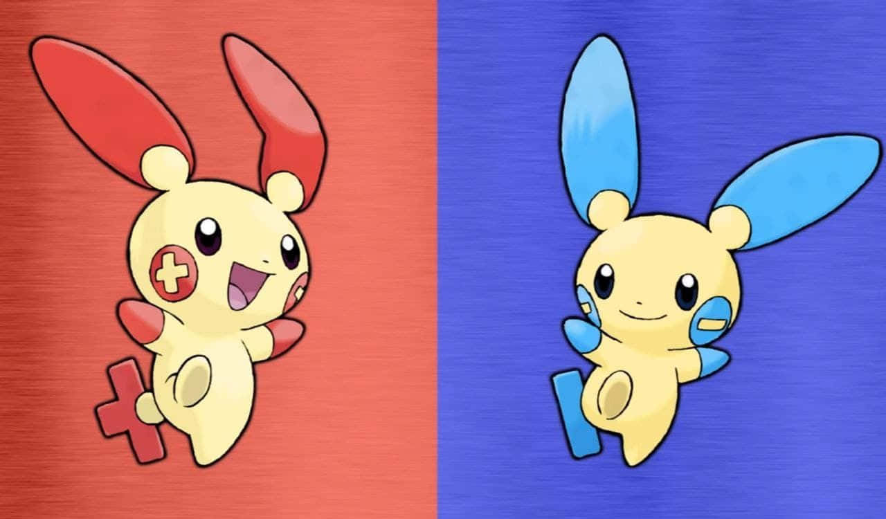 Plusle rød og blå baggrund Wallpapers