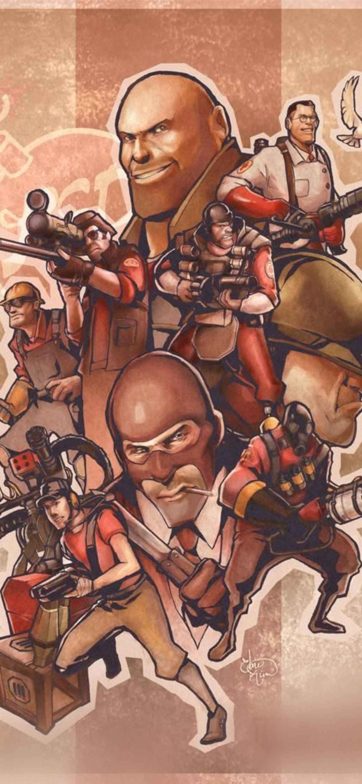 Pop Art Team Rød iPhone Xs Max Team Fortress 2 Baggrund Wallpapers