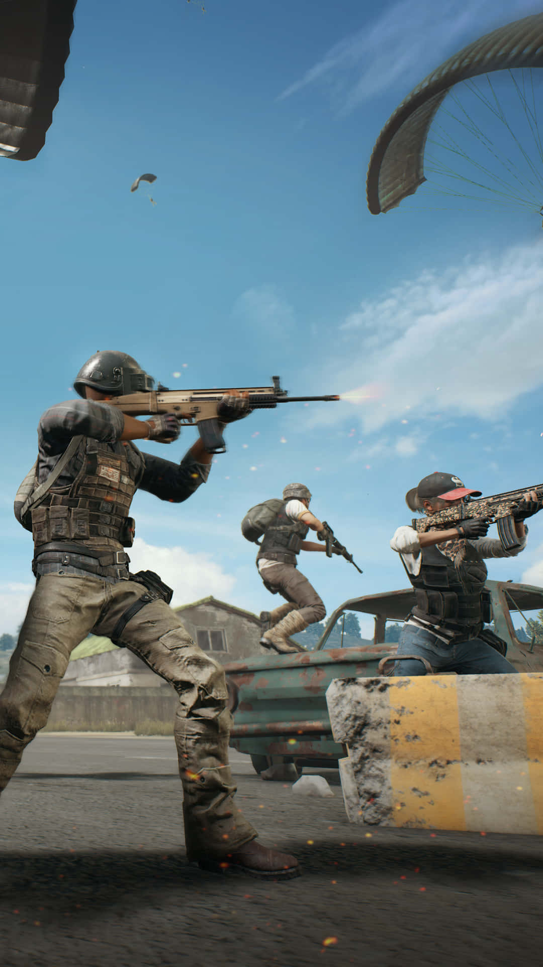Portræt Pixel 3 Playerunknown's Battlegrounds-karakterer midt i spillet baggrund Wallpapers