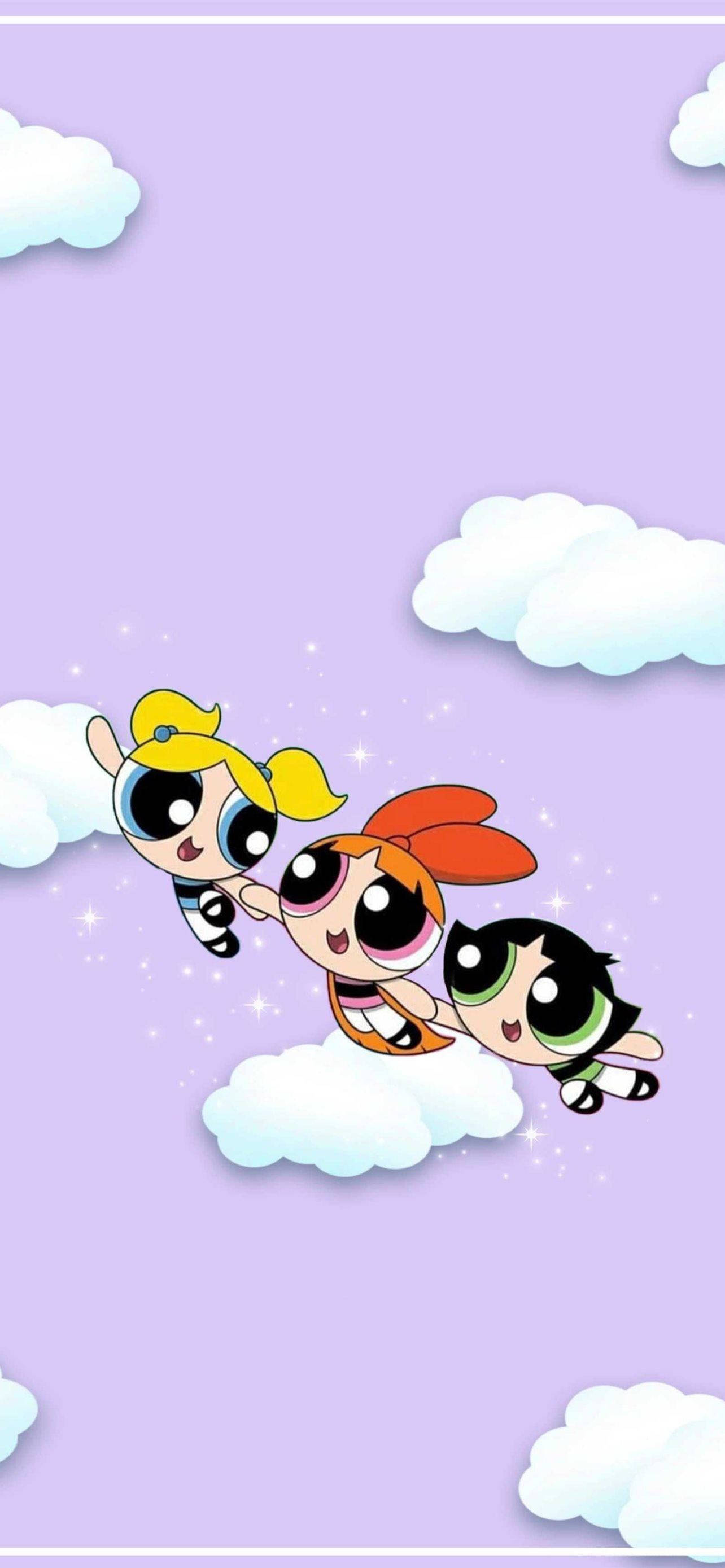 Powerpuff Pigerne lilla himmel Wallpapers