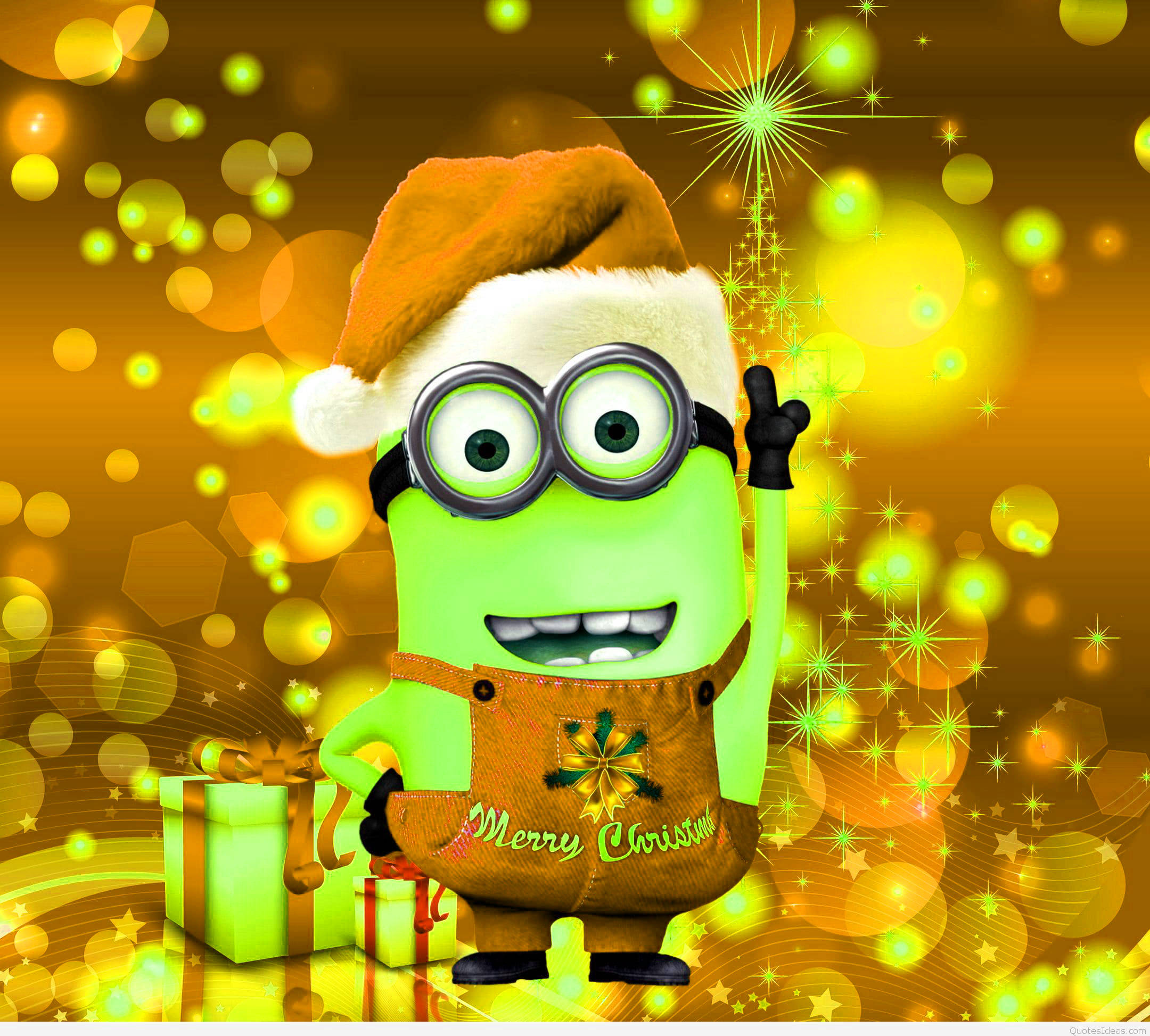 Præppy grøn Minion Jul Wallpapers
