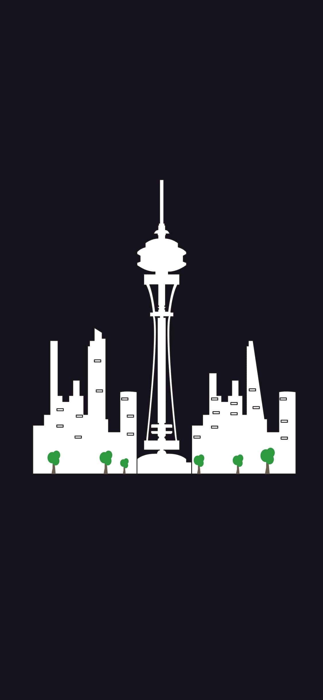 Pragtfuld skyline af Seattle, Washington set gennem linsen på en iPhone X. Wallpapers