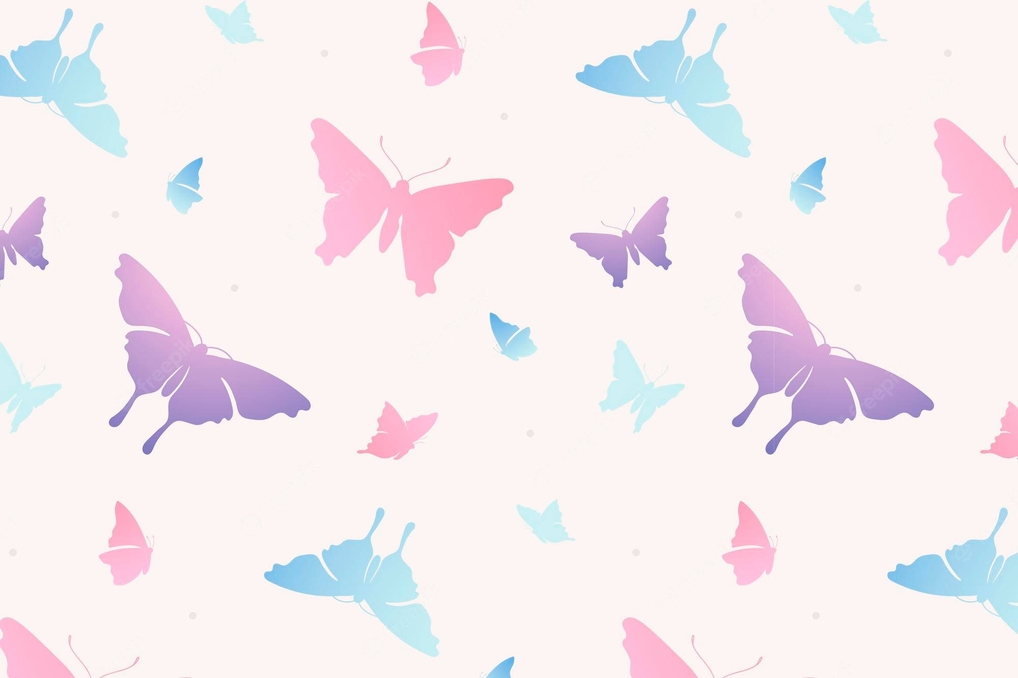 Pragtfulde pastelfarvede sommerfugle i mønster Wallpapers