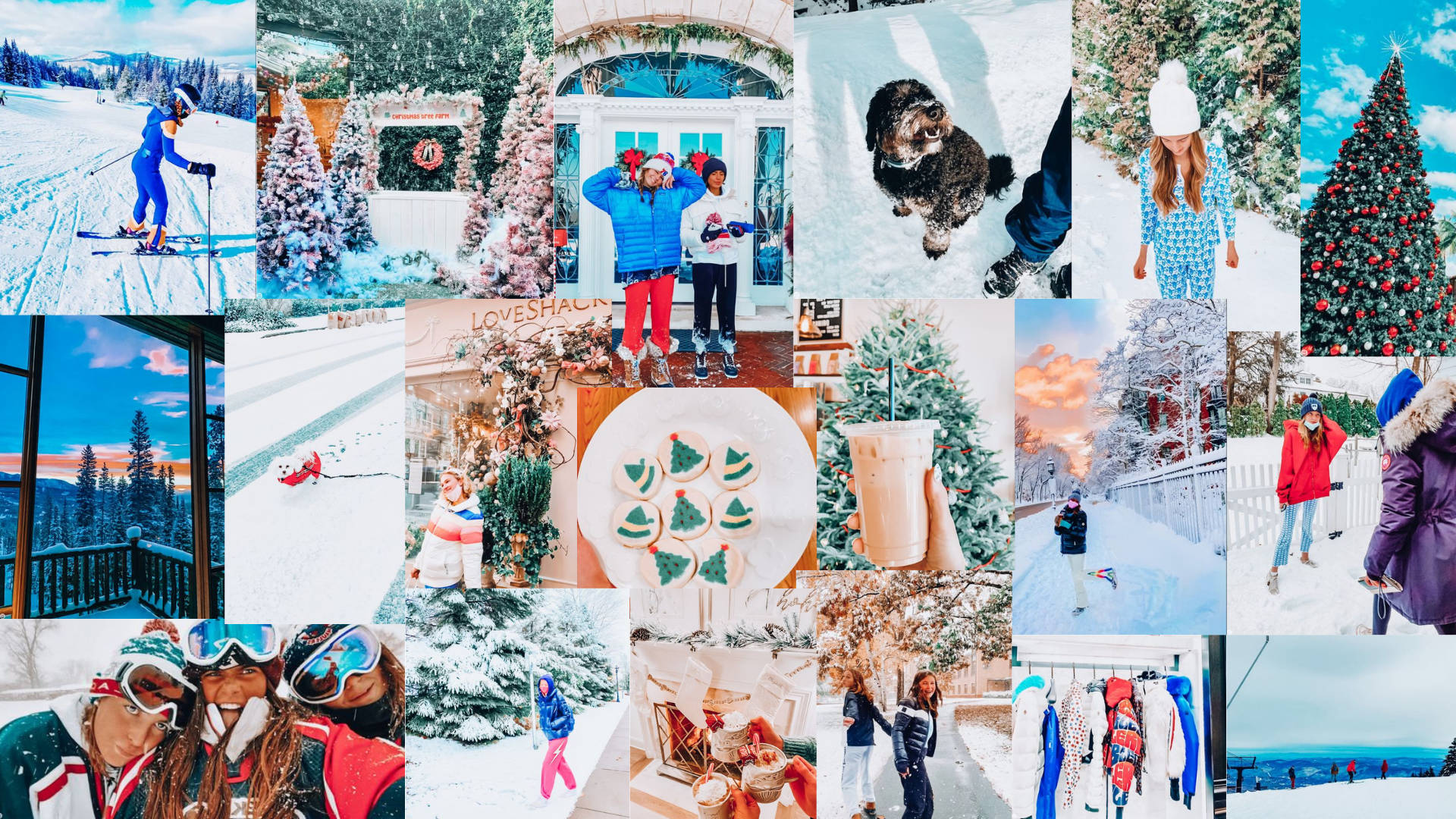 Preppy blå julecollage Wallpapers