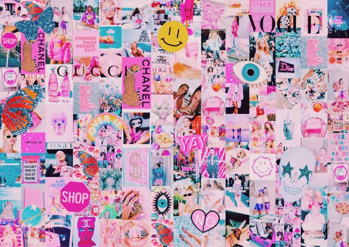 Preppy Intens Kollage Skrivebord Wallpapers