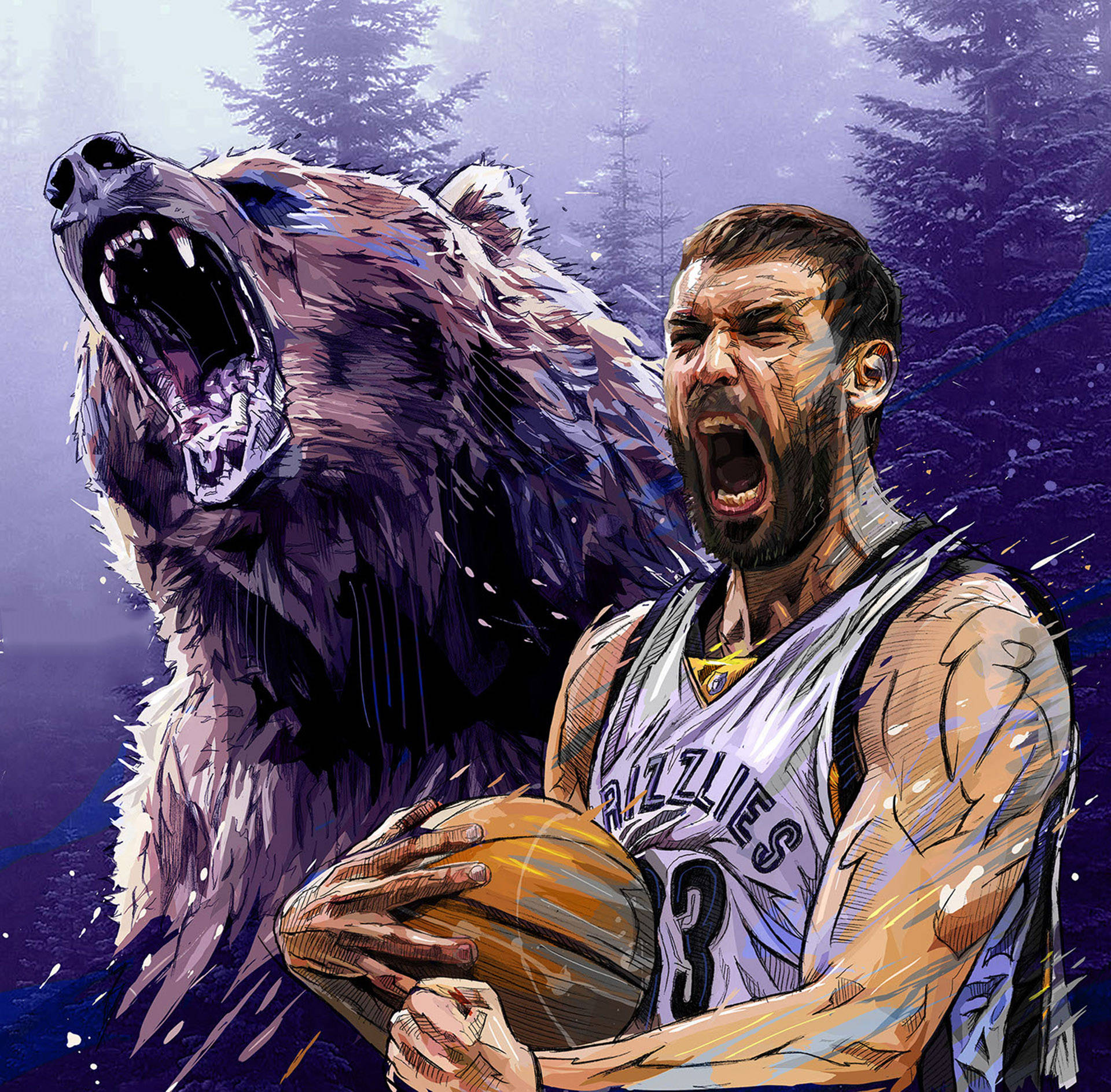 Professionel basketballspiller Marc Gasol i aktion Wallpapers