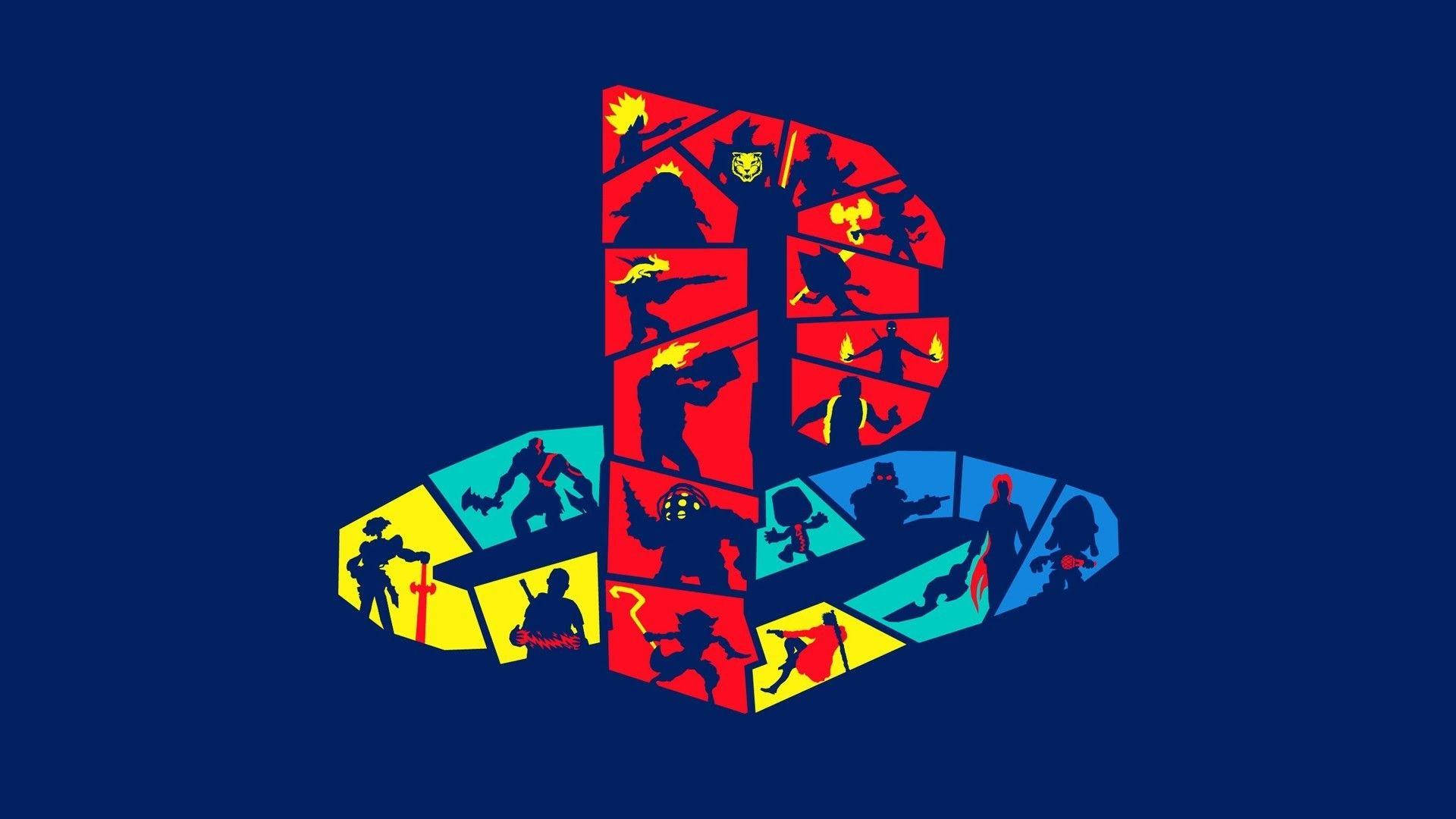 PSP PlayStation Logo med spilkarakterer Wallpapers