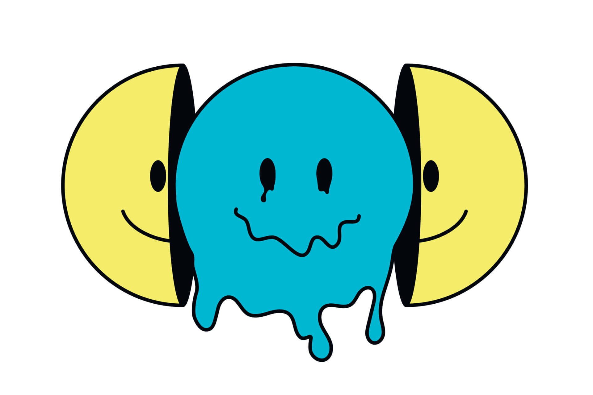 Psykedelisk Smeltende Dryppende Æstetik Trippy Smiley Wallpapers