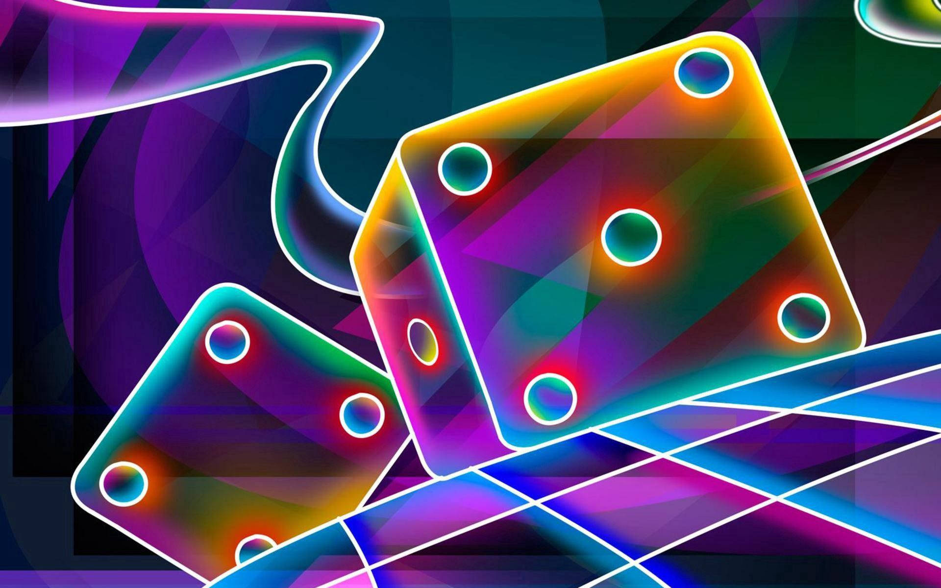 Psykedeliske terninger ruller i et neonlandskab Wallpapers