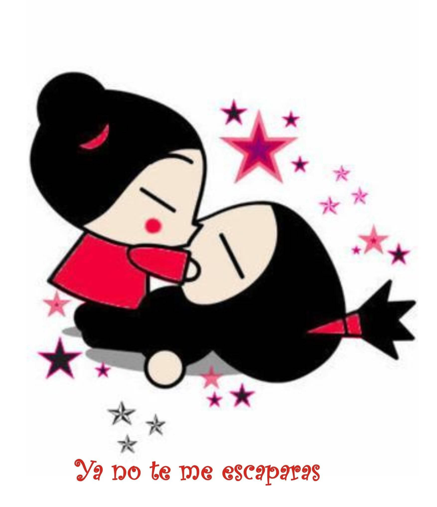 Pucca Kysser Garu Med Citat Wallpapers