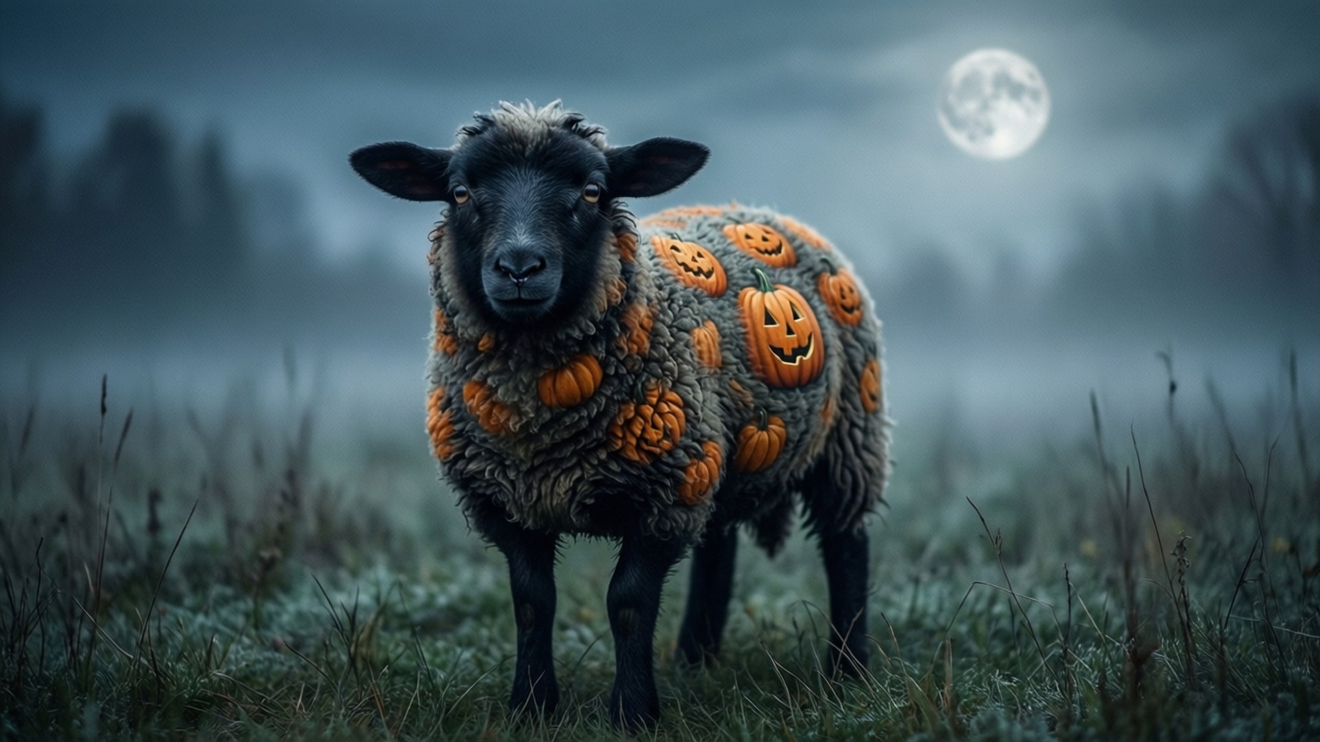 Pumpkin Sheep i Tåge Wallpapers