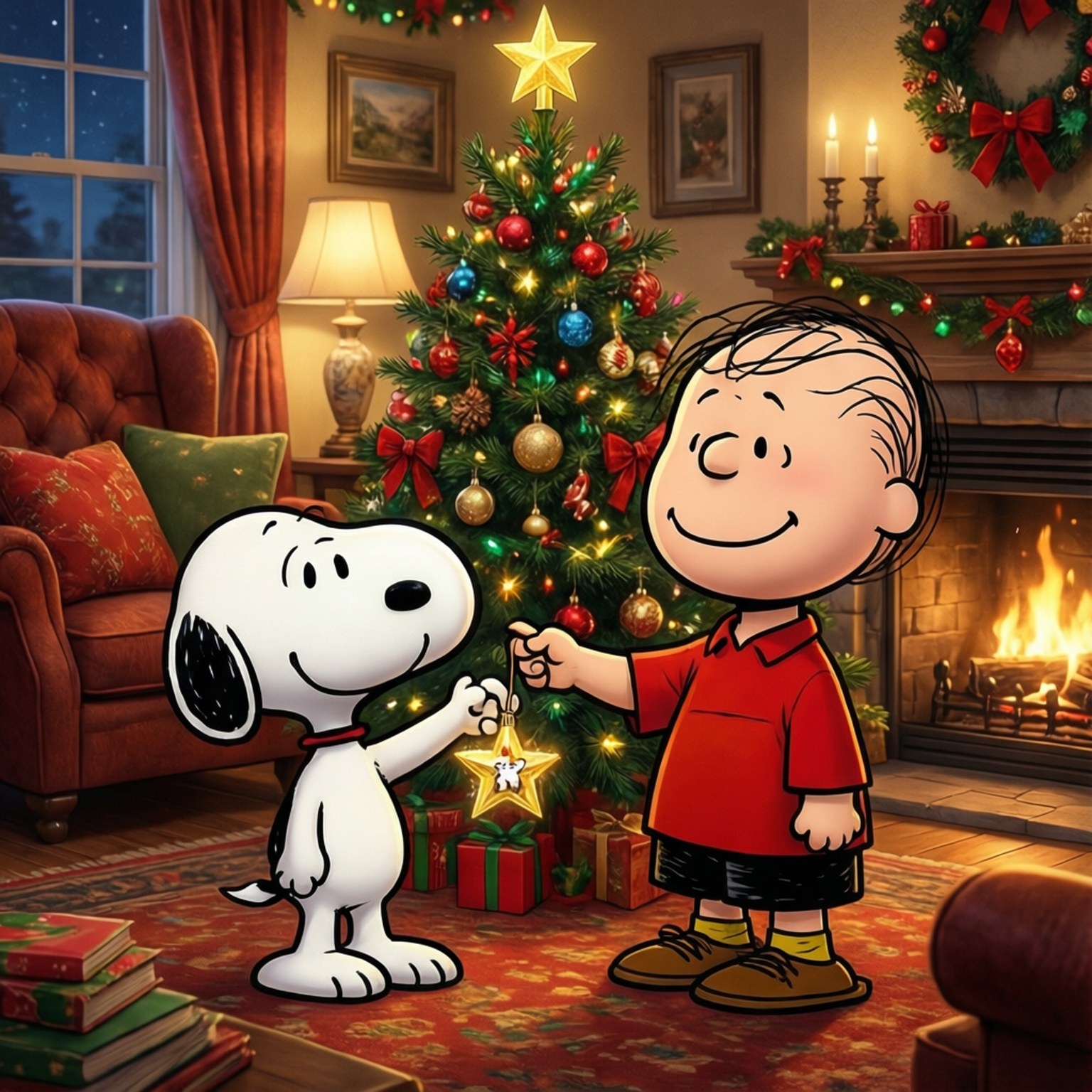 Pynte træ med Charlie Brown Wallpapers