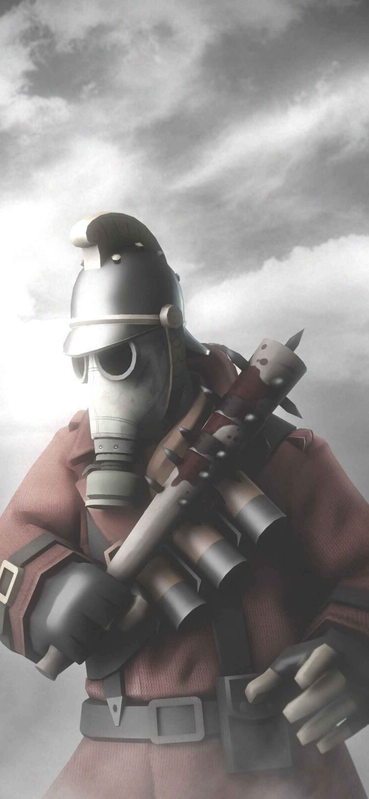 Pyro gråtoner iPhone XS Max Team Fortress 2 baggrund Wallpapers