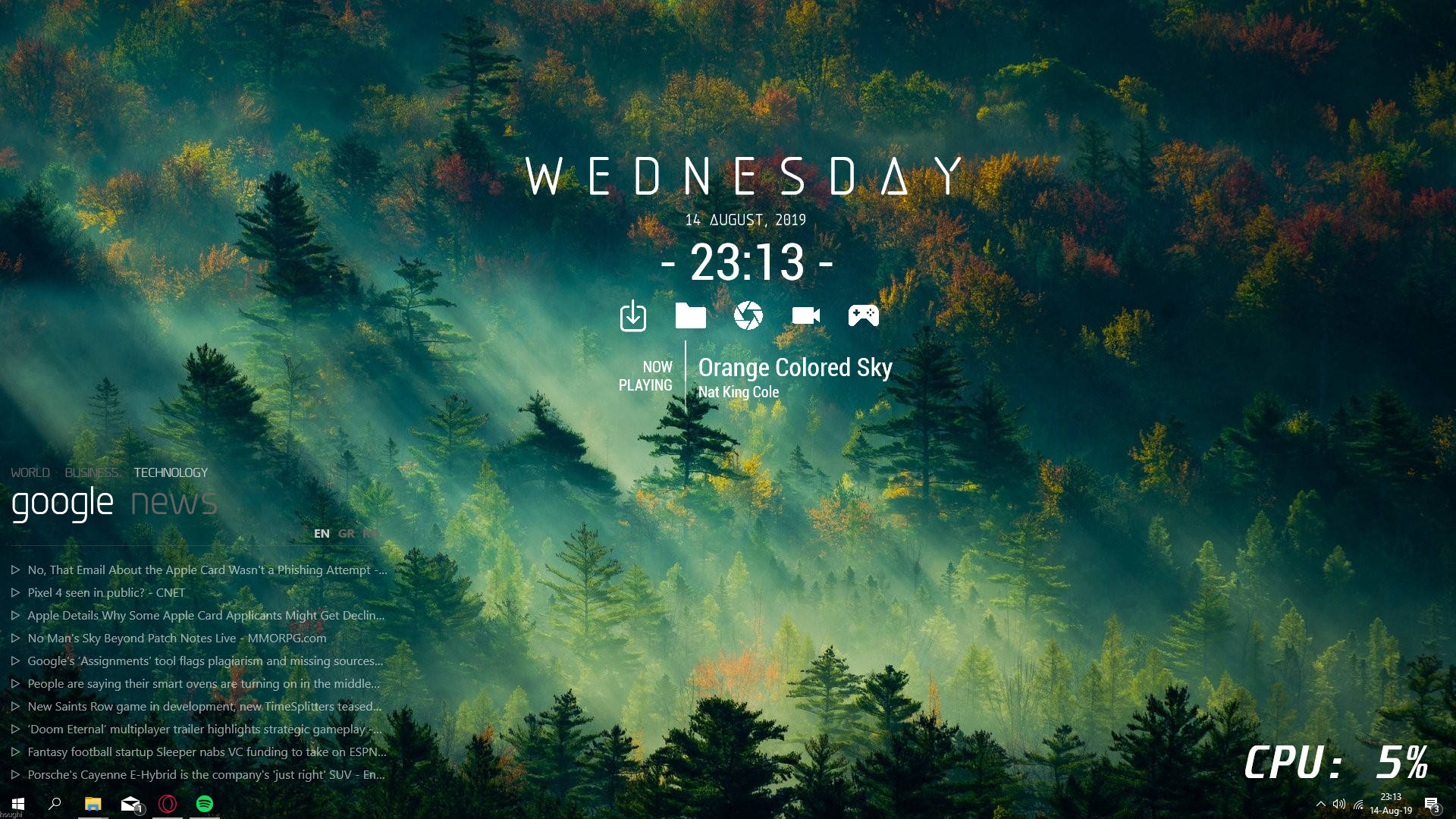 Rainmeter-skin med en smuk skov Wallpapers