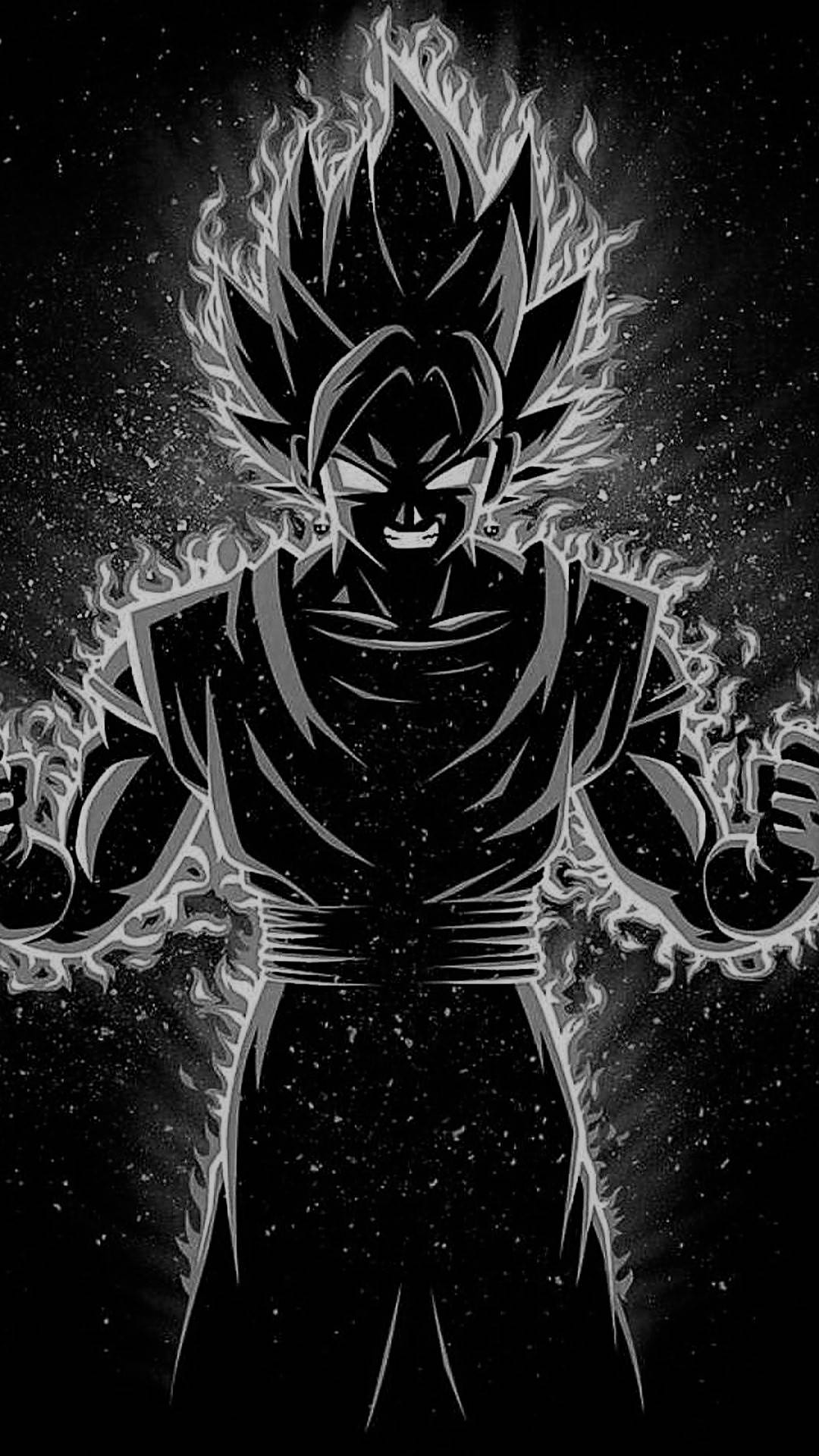 Rasende Goku Sort og Hvid Wallpapers