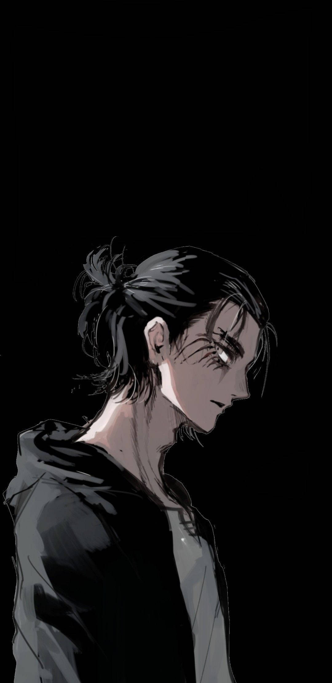 Raseriets Udbrud: Sort/Hvid Illustration af Eren Yeager Wallpapers
