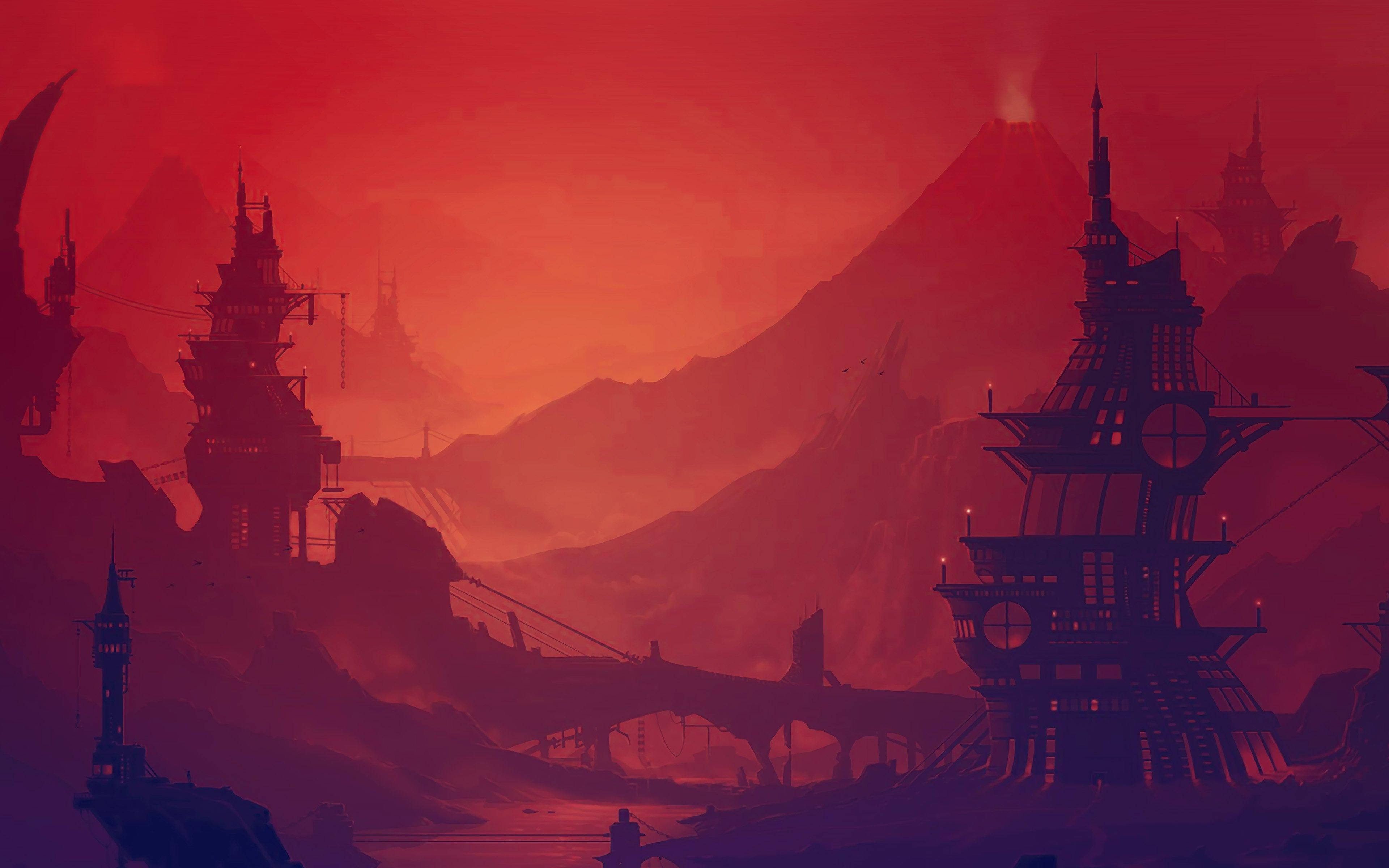 Rød animeby Wallpapers