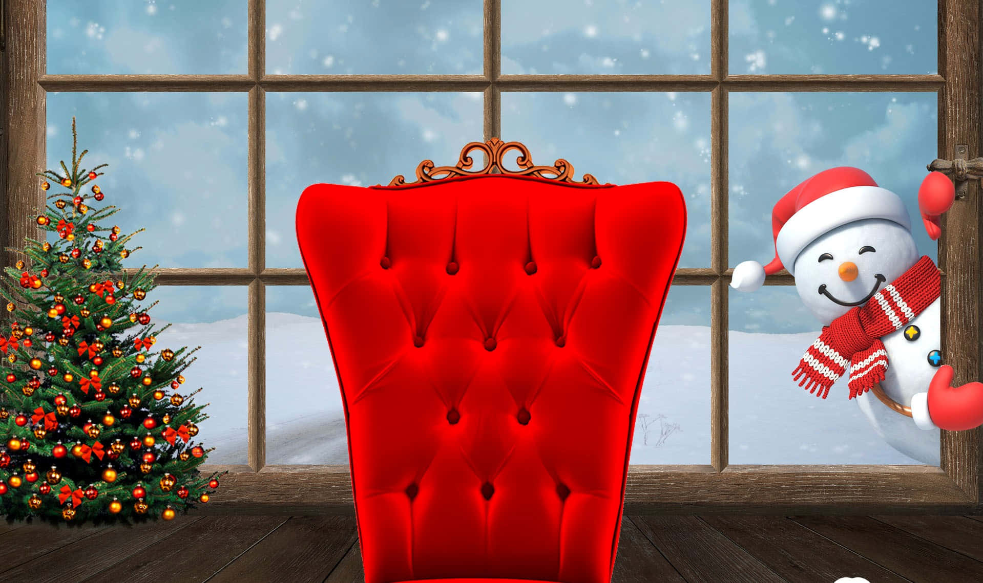 Rød elegant stol digital kunst julebaggrund til Teams Wallpapers