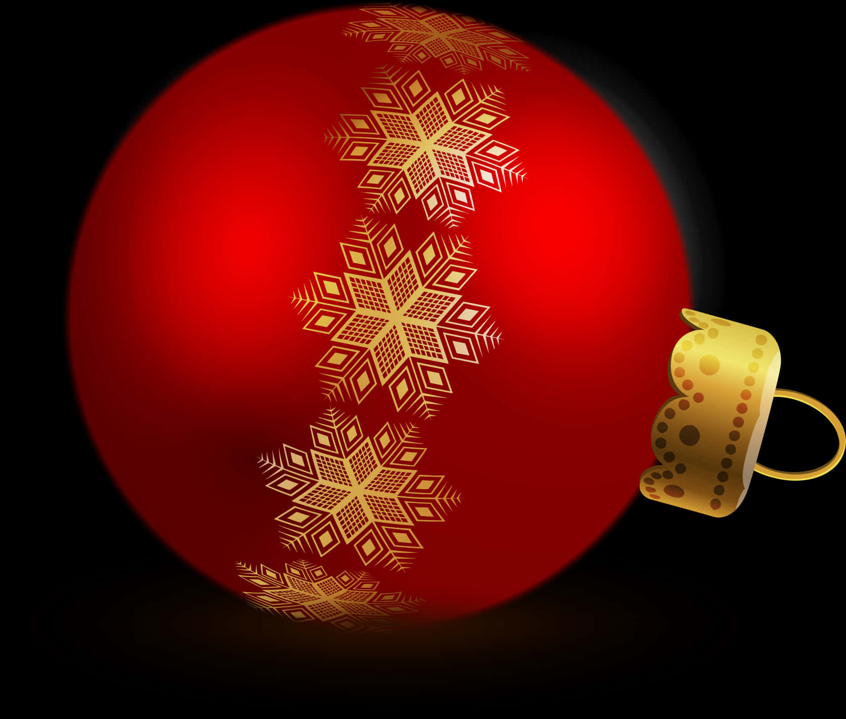 Rød julekugle med gyldne snefnug Wallpapers